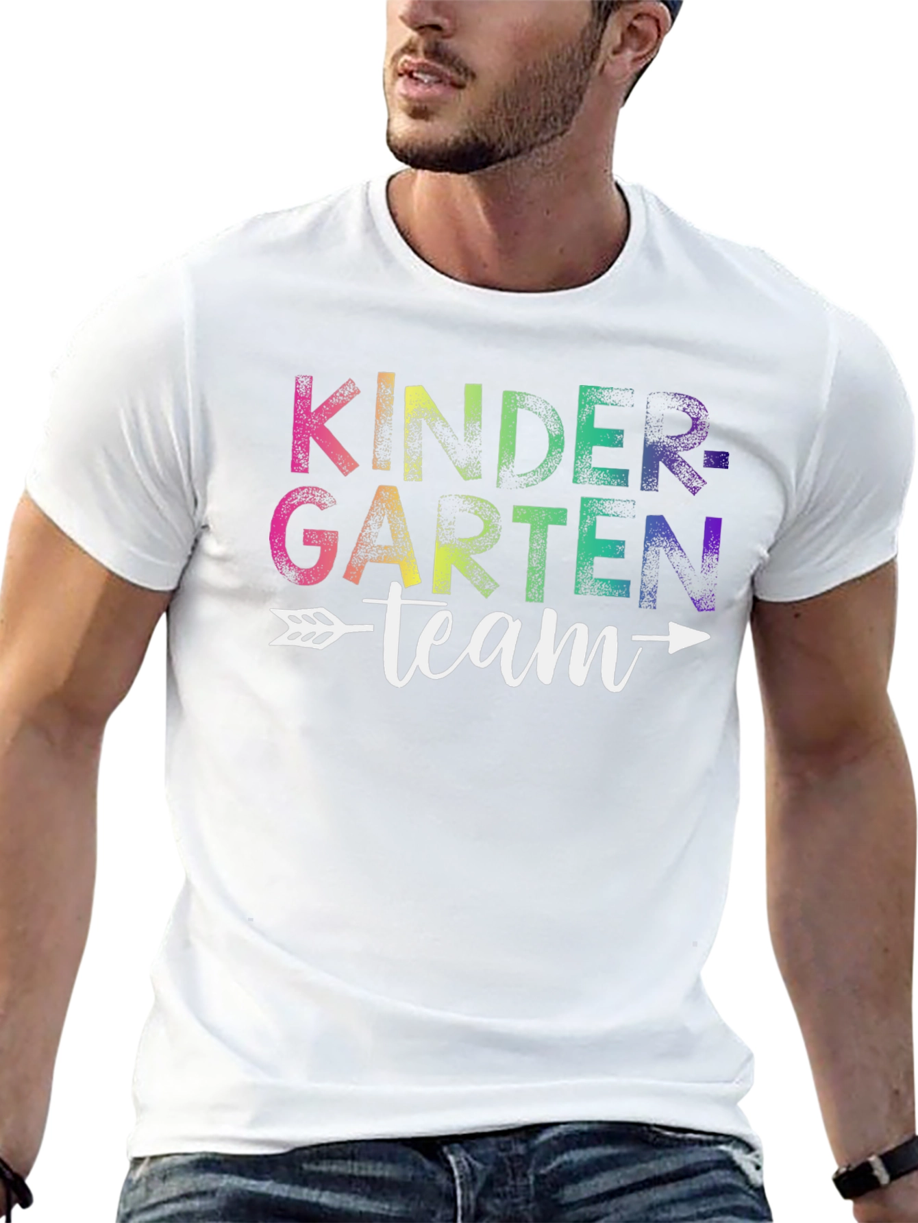 Black Kindergarten Team Rainbow Graphic T-Shirt view 13