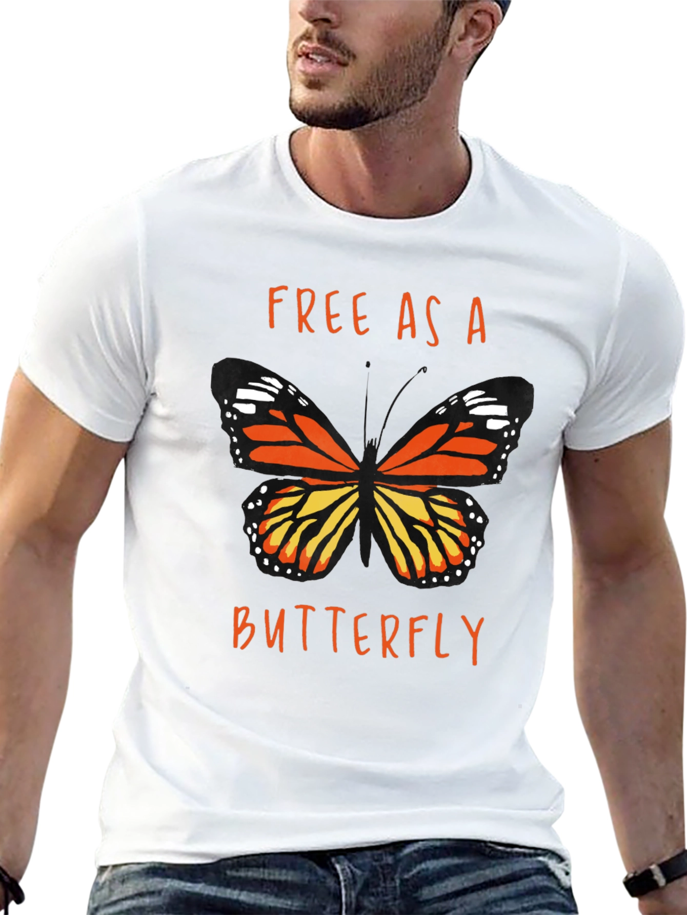 Black Free As A Butterfly Graphic T-Shirt view 13
