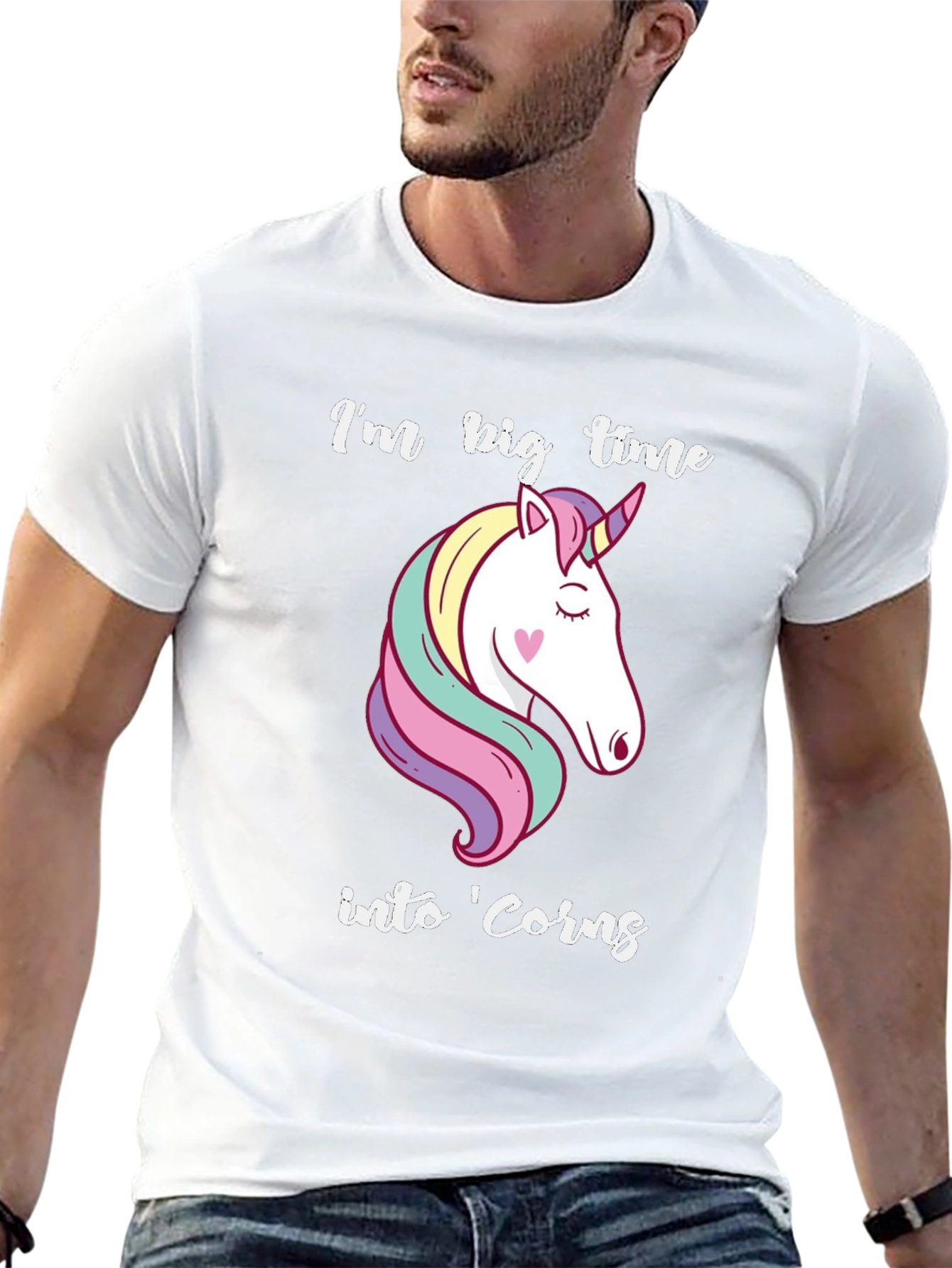 Black I'm Big Time Into 'Corns Unicorn T-Shirt view 13