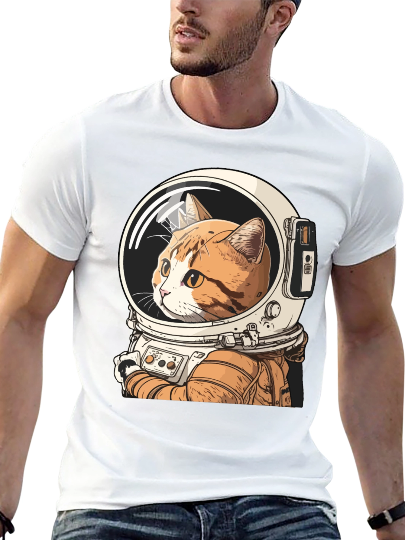 Black Cat Astronaut Graphic T-Shirt view 13