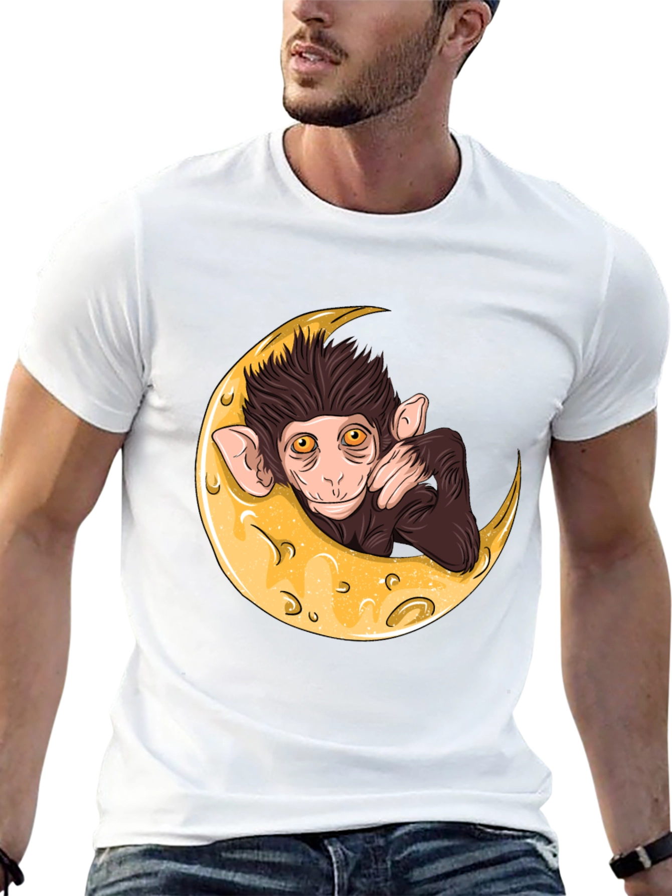 Black Monkey on the Moon Graphic T-Shirt view 13