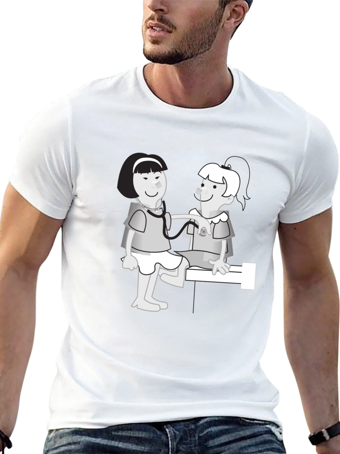 Black Cartoon Doctor Visit Graphic Tee view 13