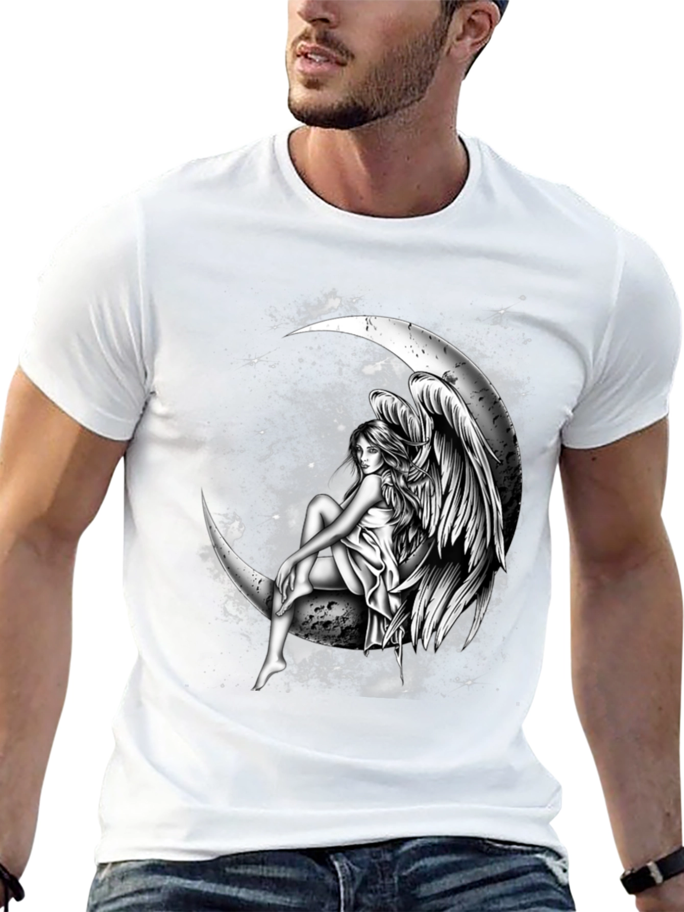 Black Moon Angel Graphic Tee - Dark T-Shirt view 13