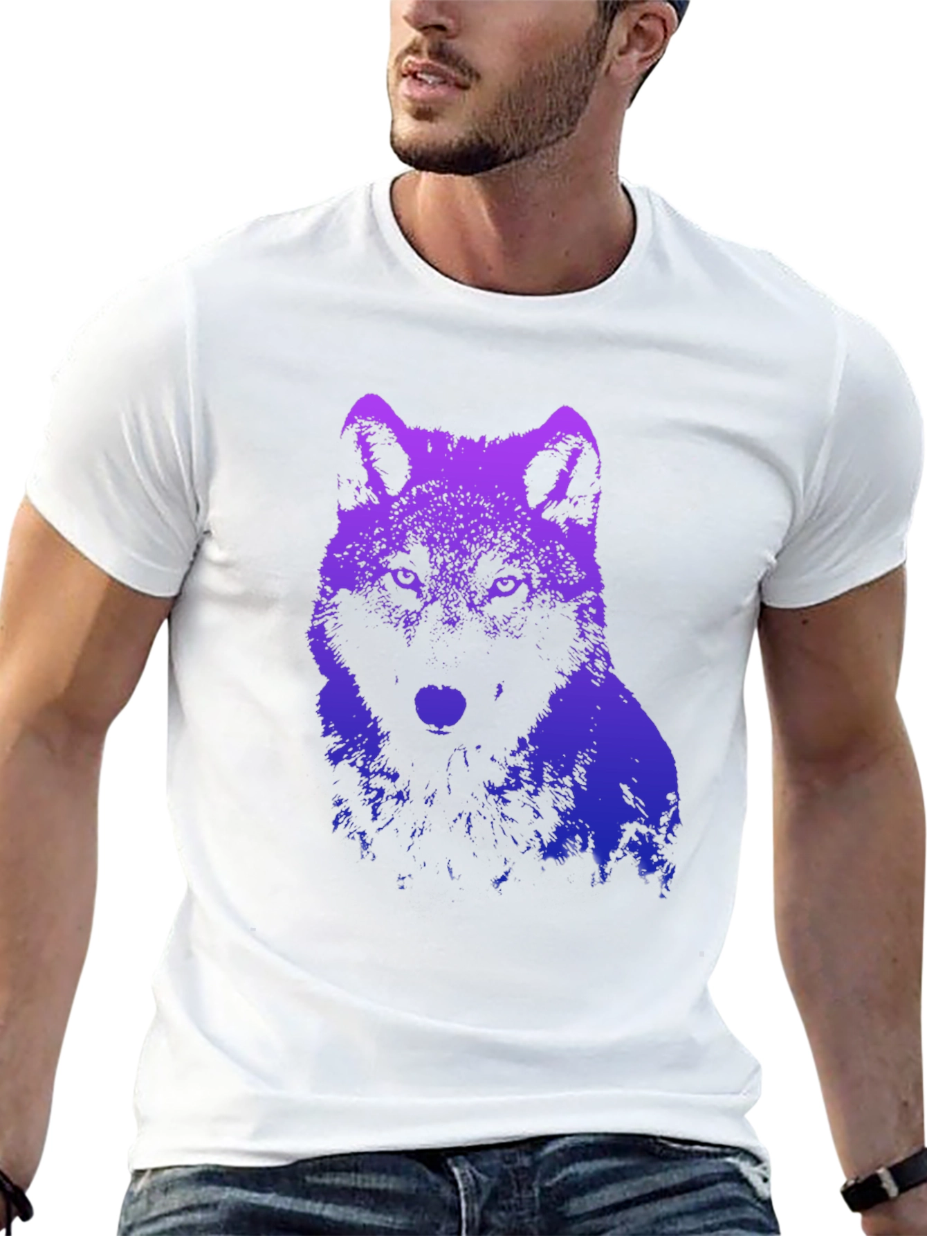 Black Wolf Graphic T-Shirt - Gradient Design view 13