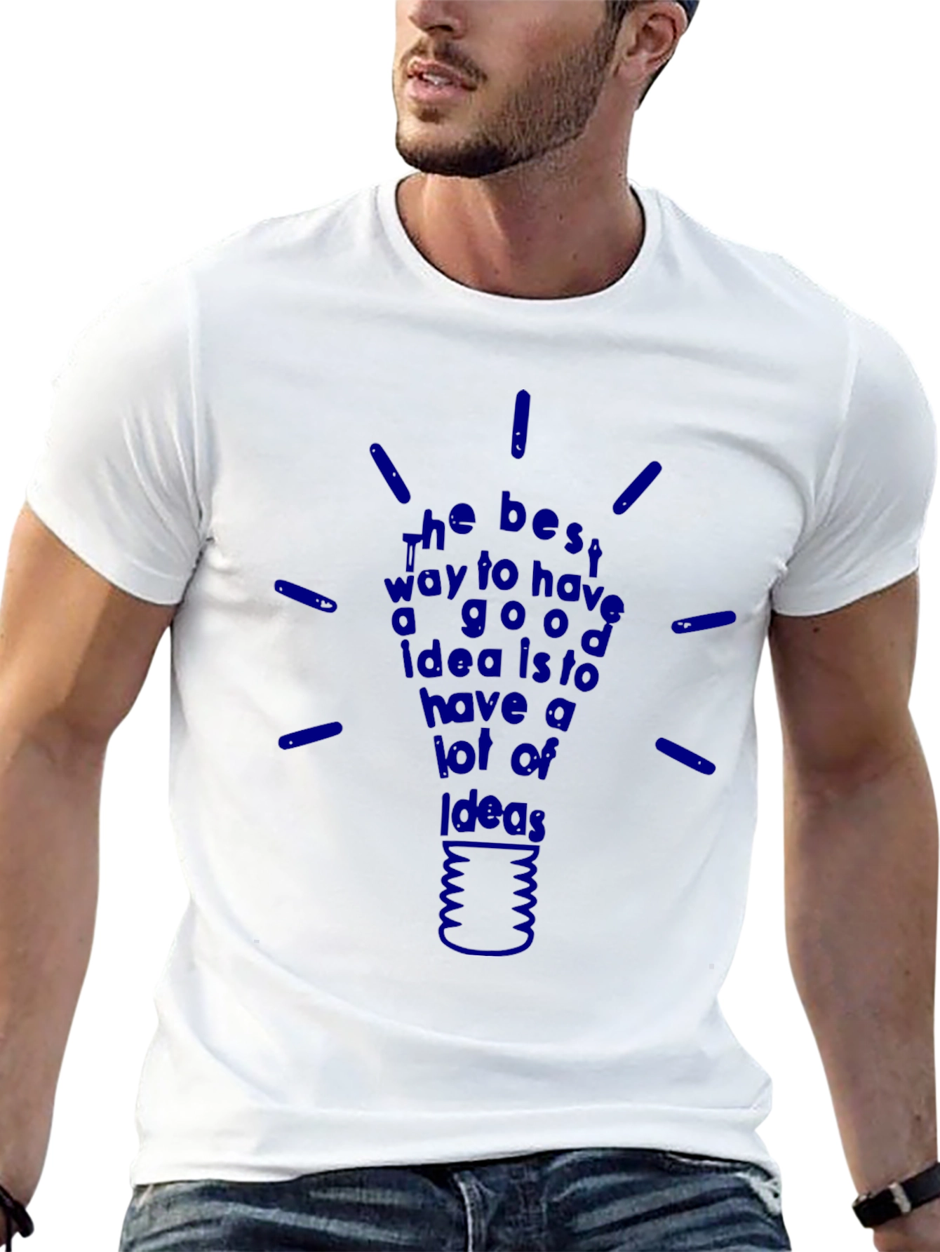 Black Ideas Lightbulb Graphic T-Shirt - Inspiring Design view 13