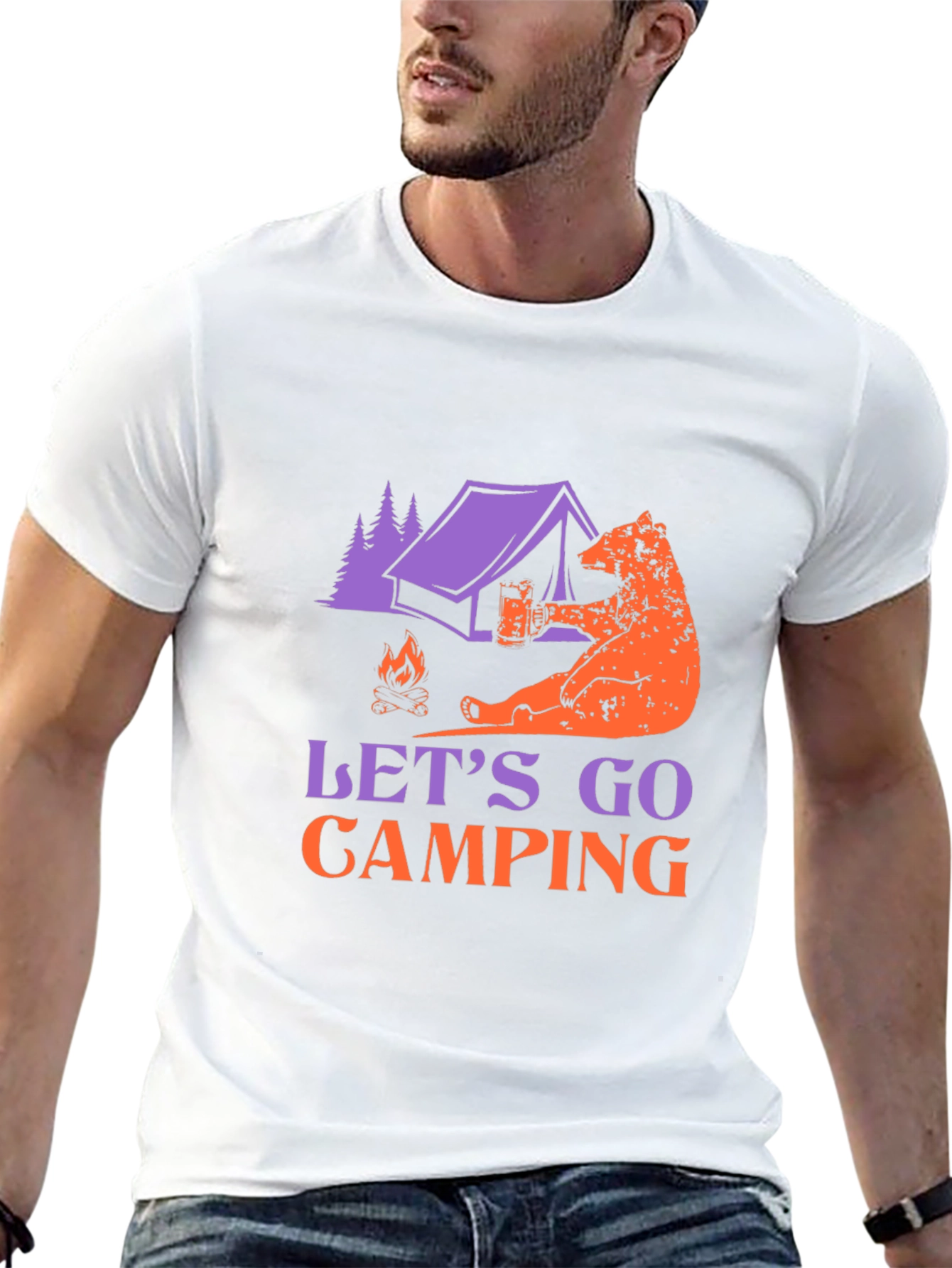 Black Camping Bear T-Shirt view 13