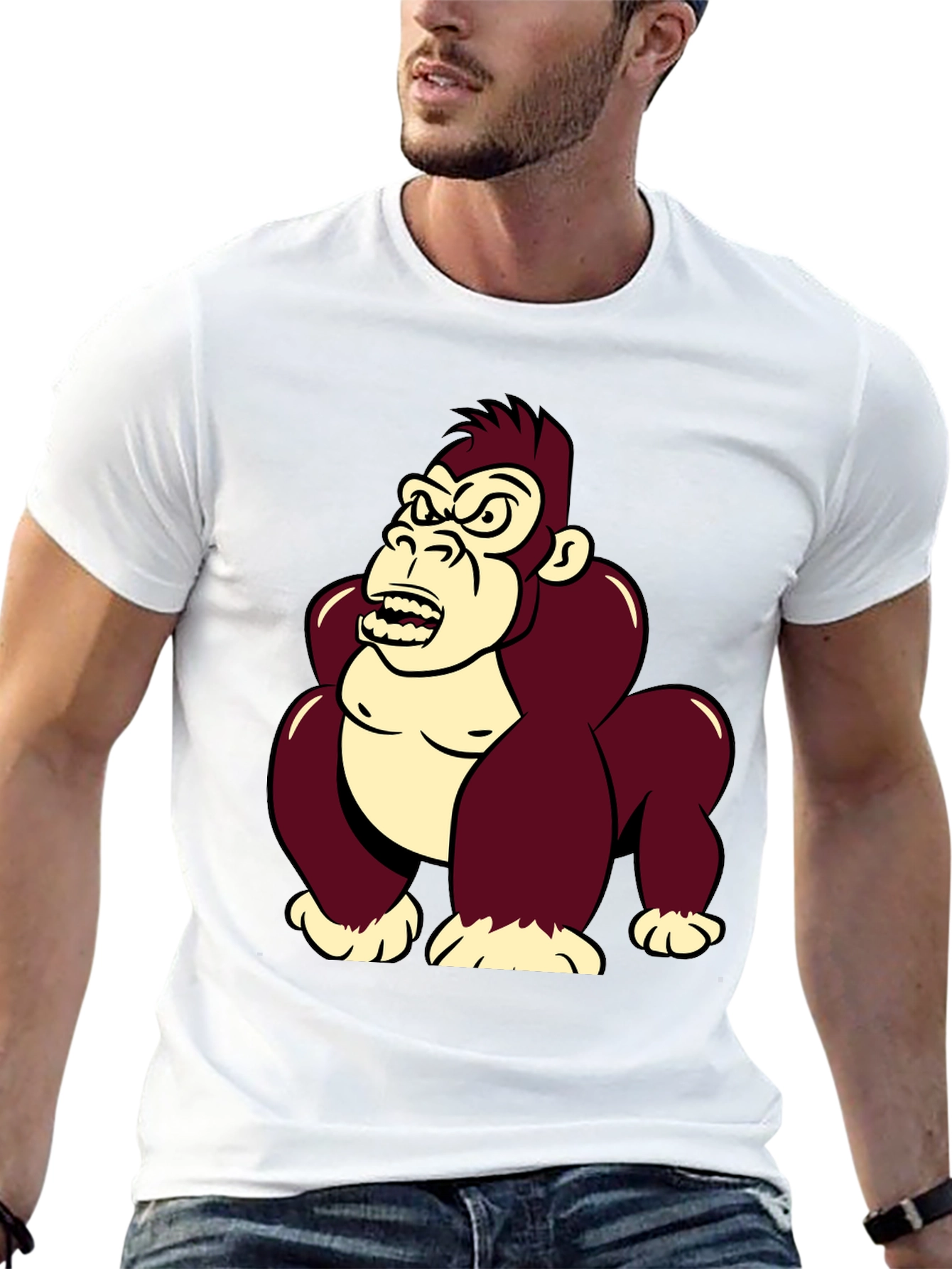 Black Angry Gorilla Graphic T-Shirt - Cool Cartoon Design view 13