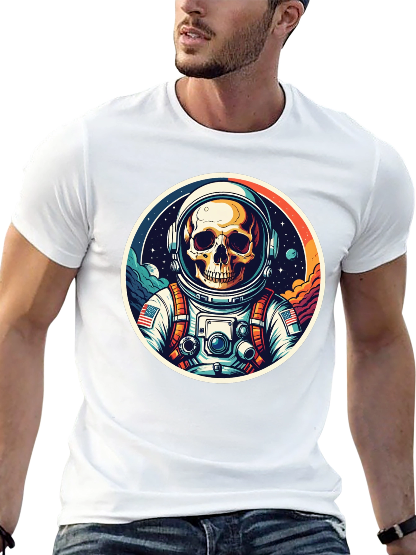 Black Astronaut Skull Black T-Shirt view 13
