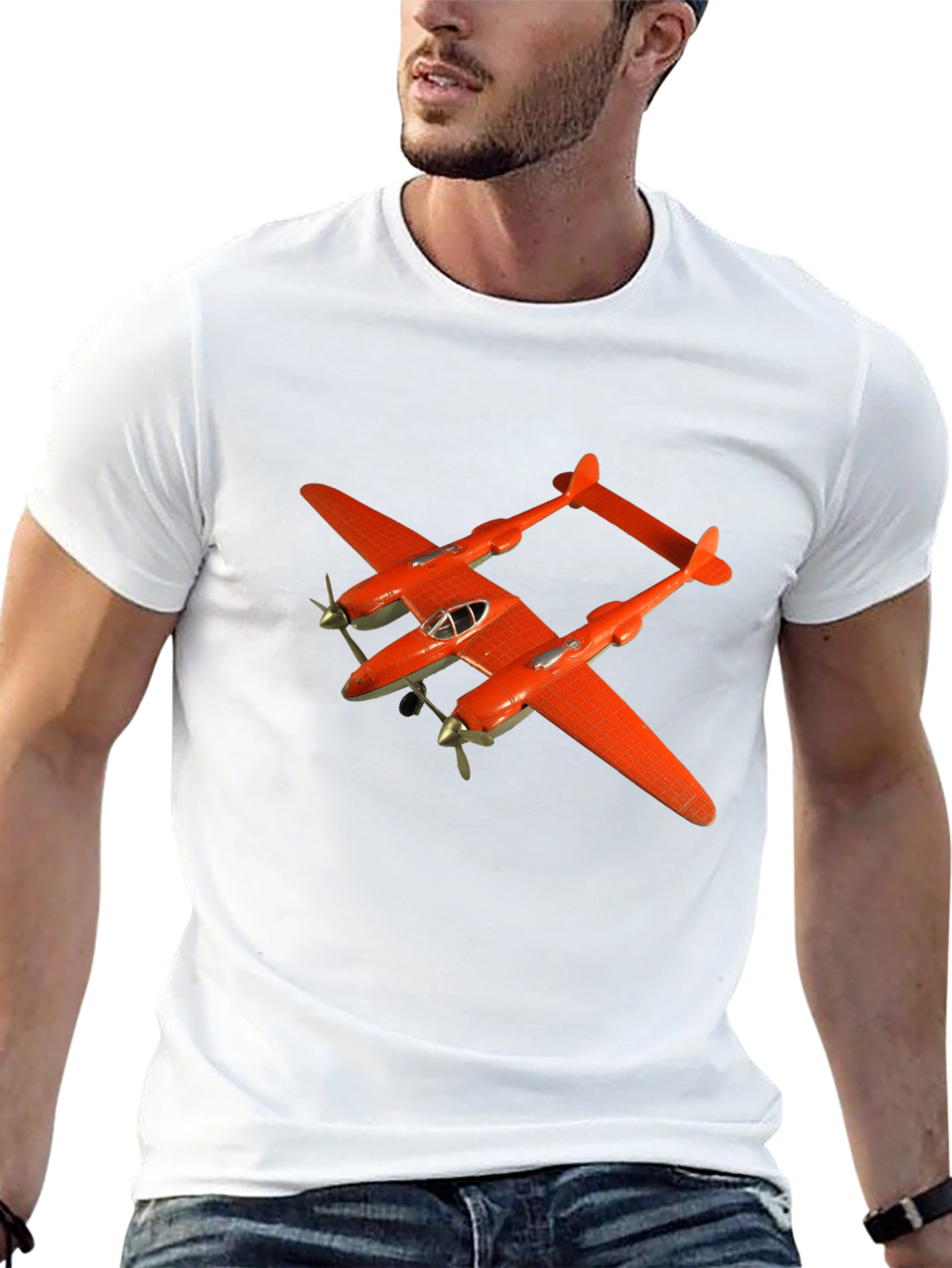 Black Retro Plane T-Shirt - Black Cotton Tee view 13
