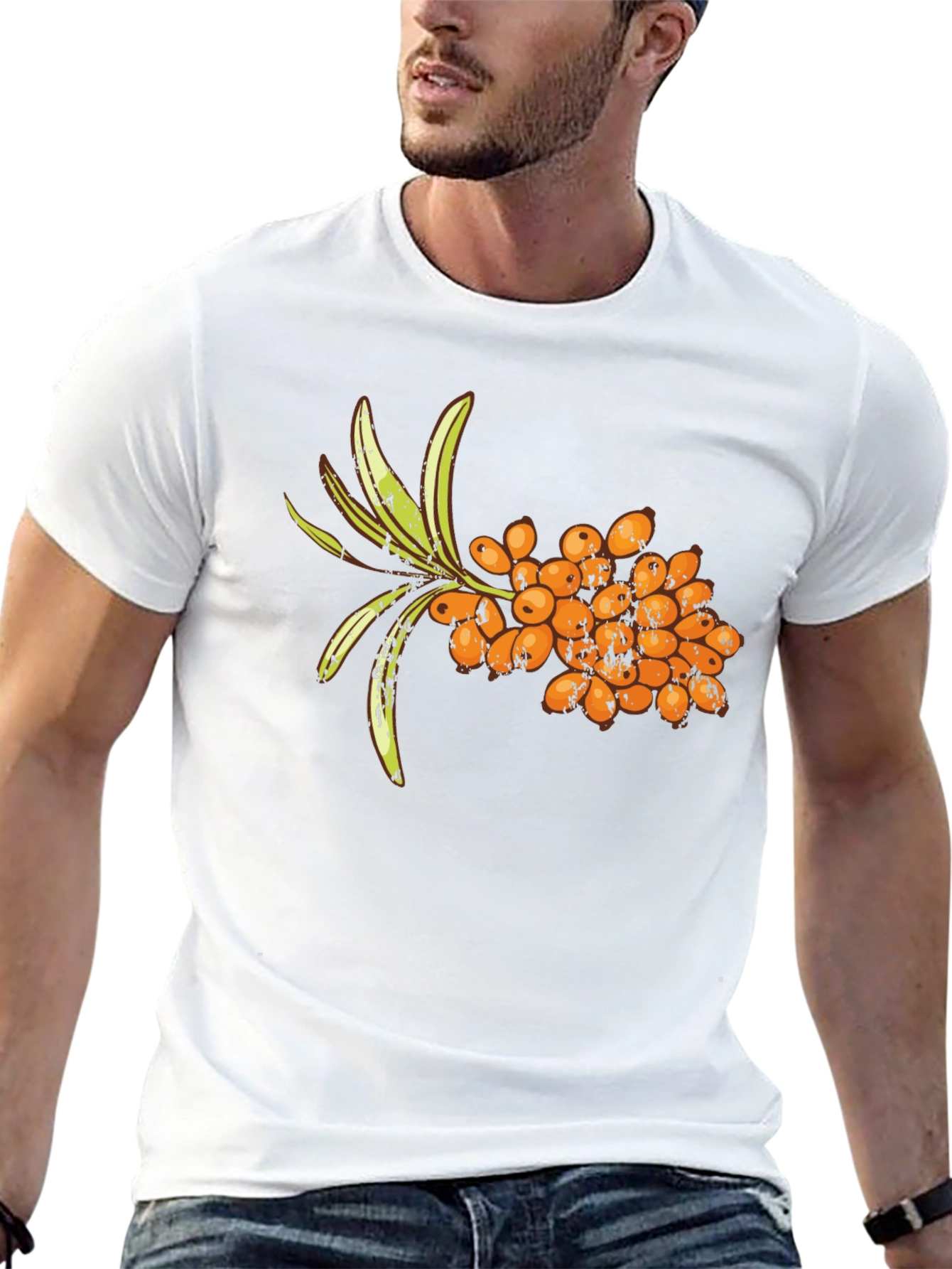 Black Sea Buckthorn Berry T-Shirt - Unique Fruit Design view 13