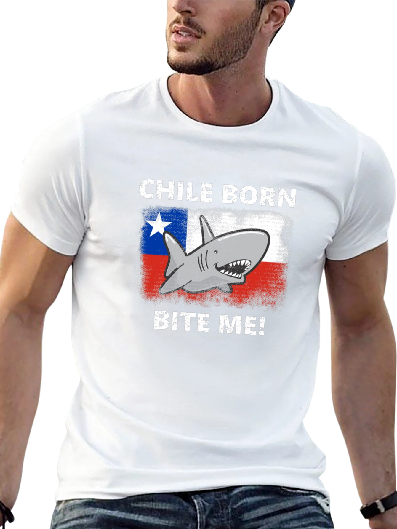 Black Chile Born Shark Bite Me! Graphic T-Shirt view 13