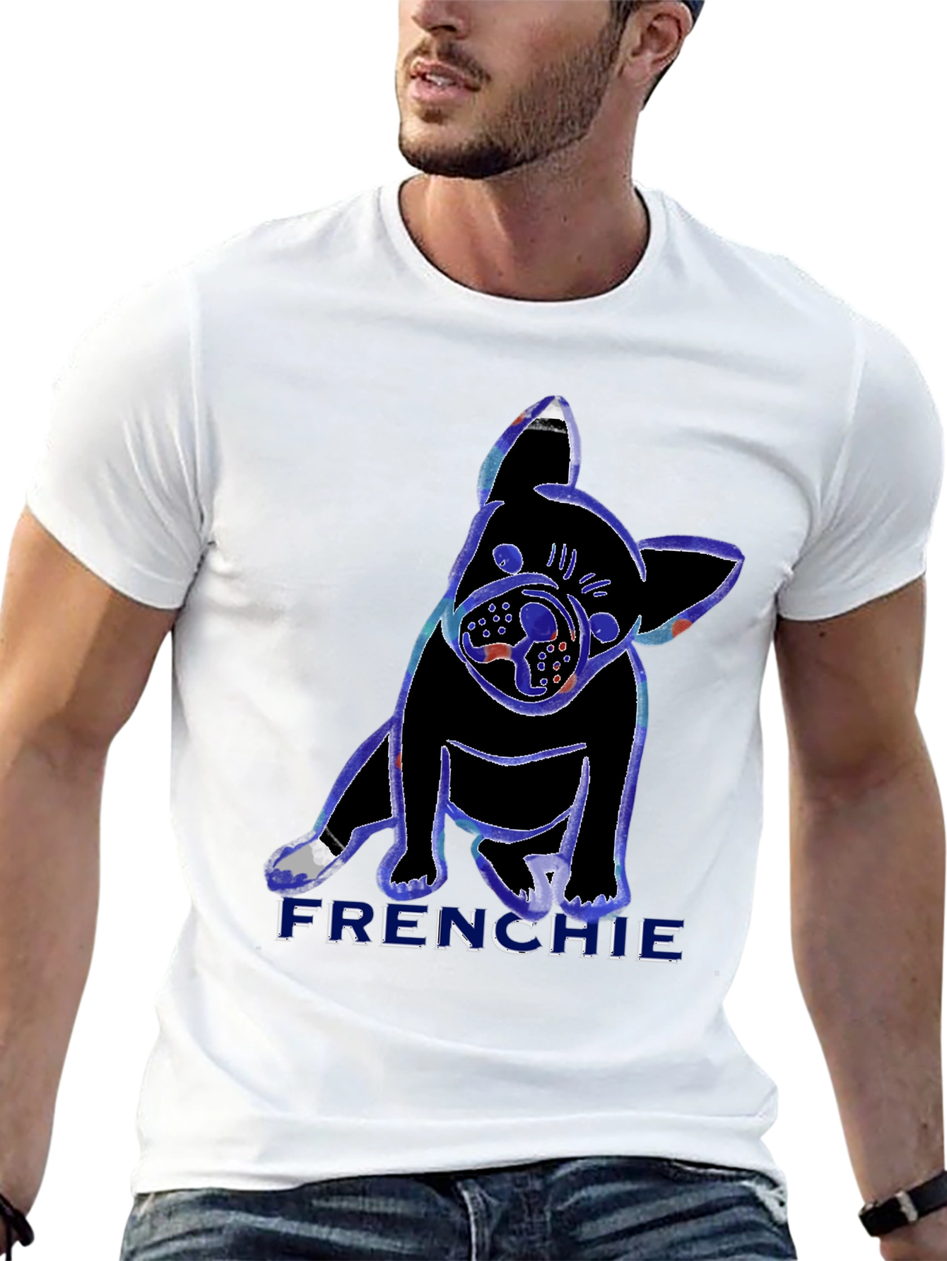 Black Frenchie Dog Graphic T-Shirt view 13