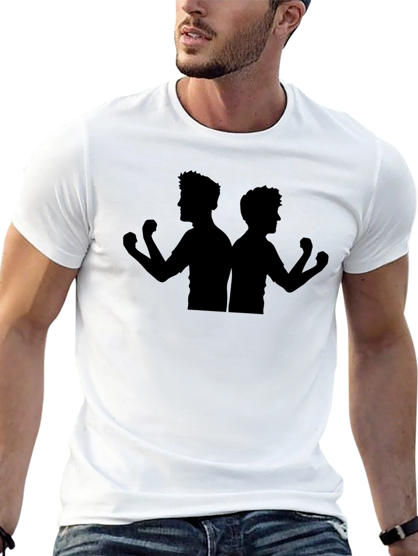 Black Black Silhouette Flexing Men T-Shirt view 13