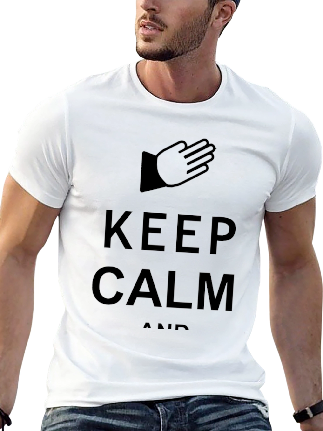 Black Keep Calm Black Graphic T-Shirt view 13