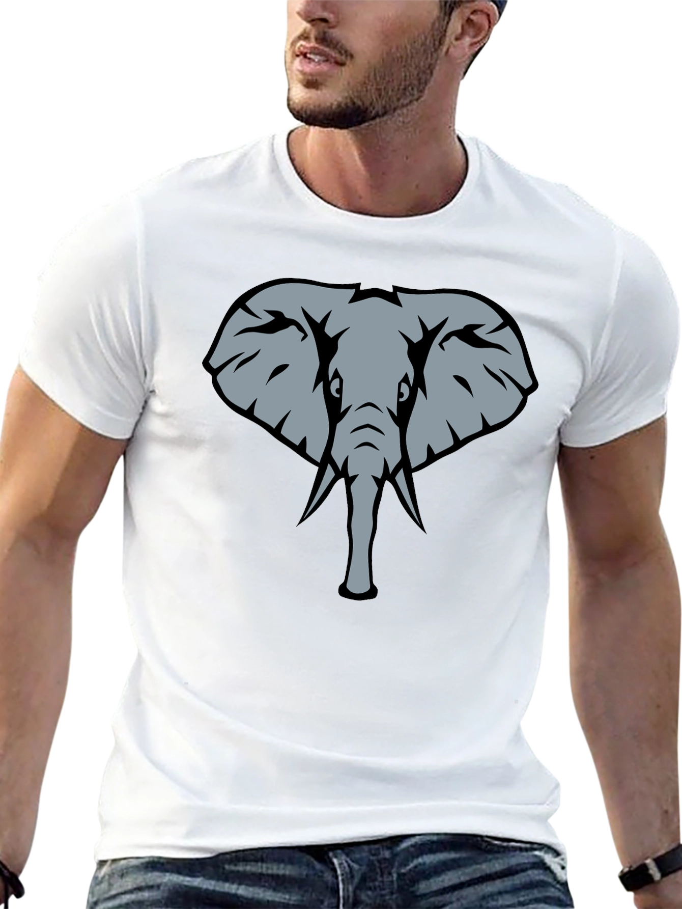 Black Elephant Graphic Print Black T-Shirt view 13