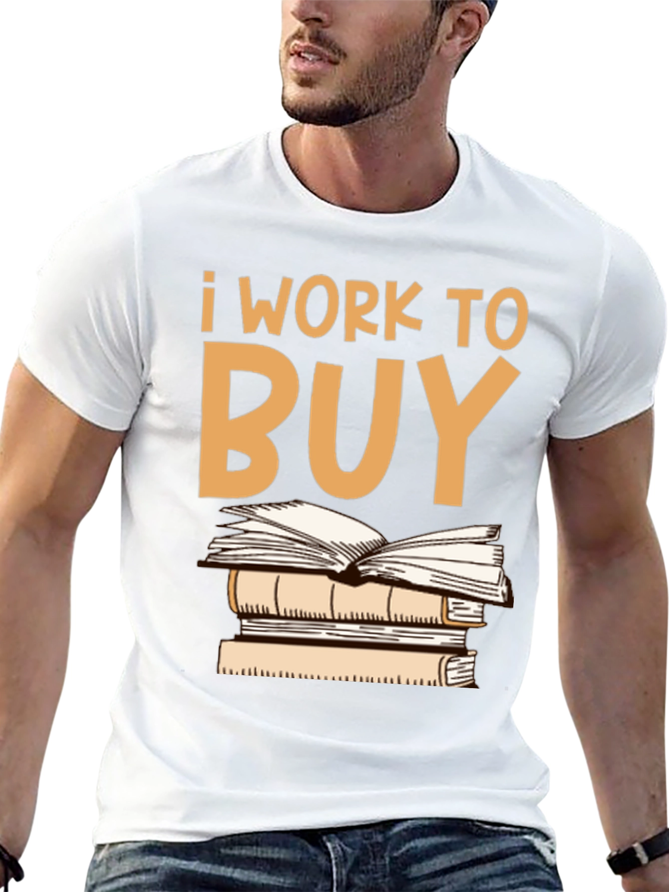 Black I Work To Buy Books Graphic Tee view 13