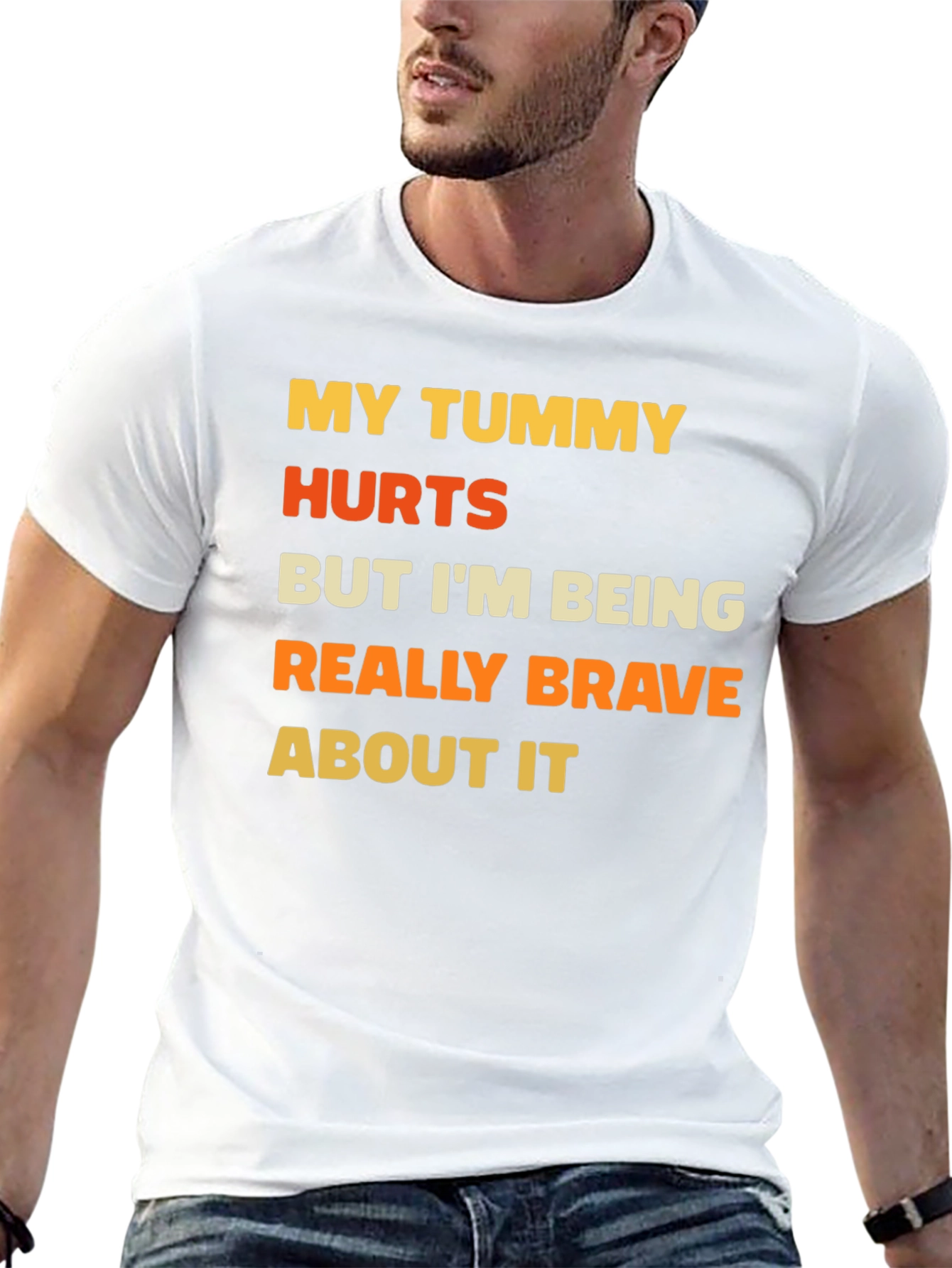 Black Funny Tummy Hurts Brave Graphic Tee view 13