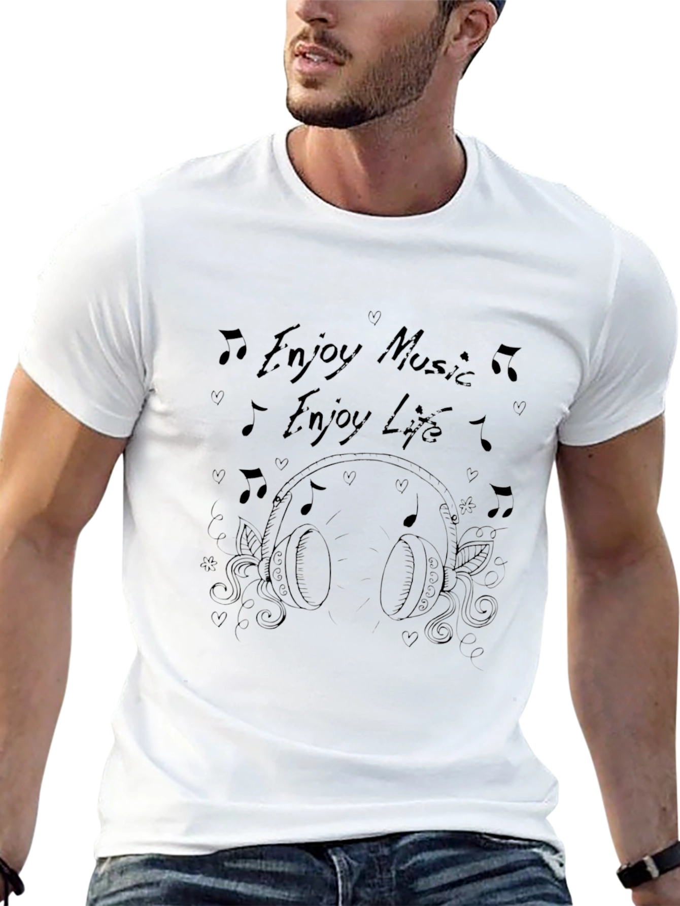 Black Enjoy Music Enjoy Life Black Graphic Tee view 13