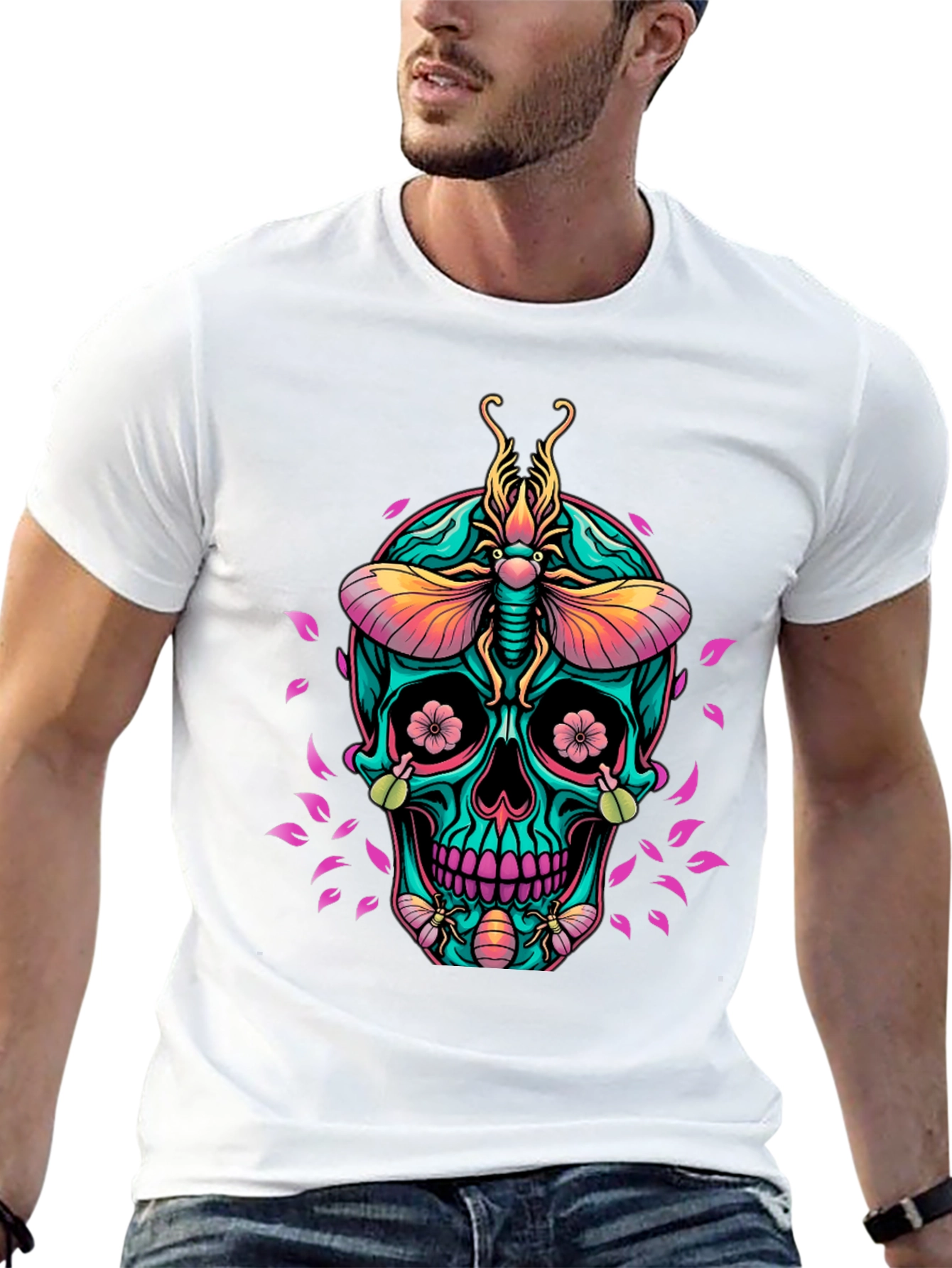 Black Skull & Bugs Graphic Tee view 13