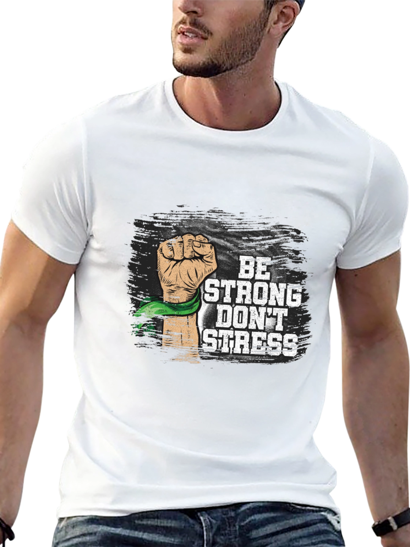 Black Be Strong Don't Stress Graphic Tee view 13