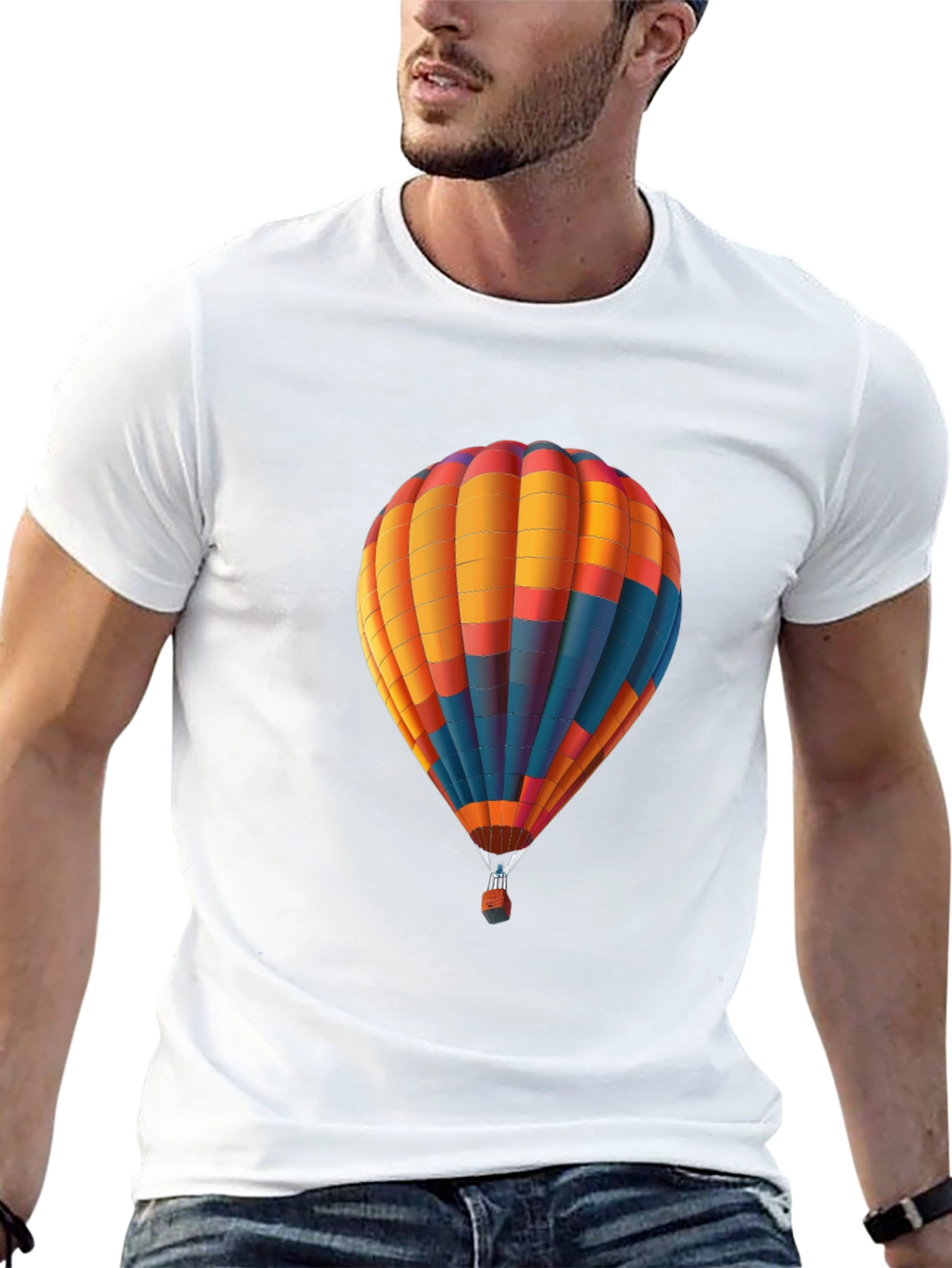 Black Hot Air Balloon Graphic Tee - Stylish & Unique view 13