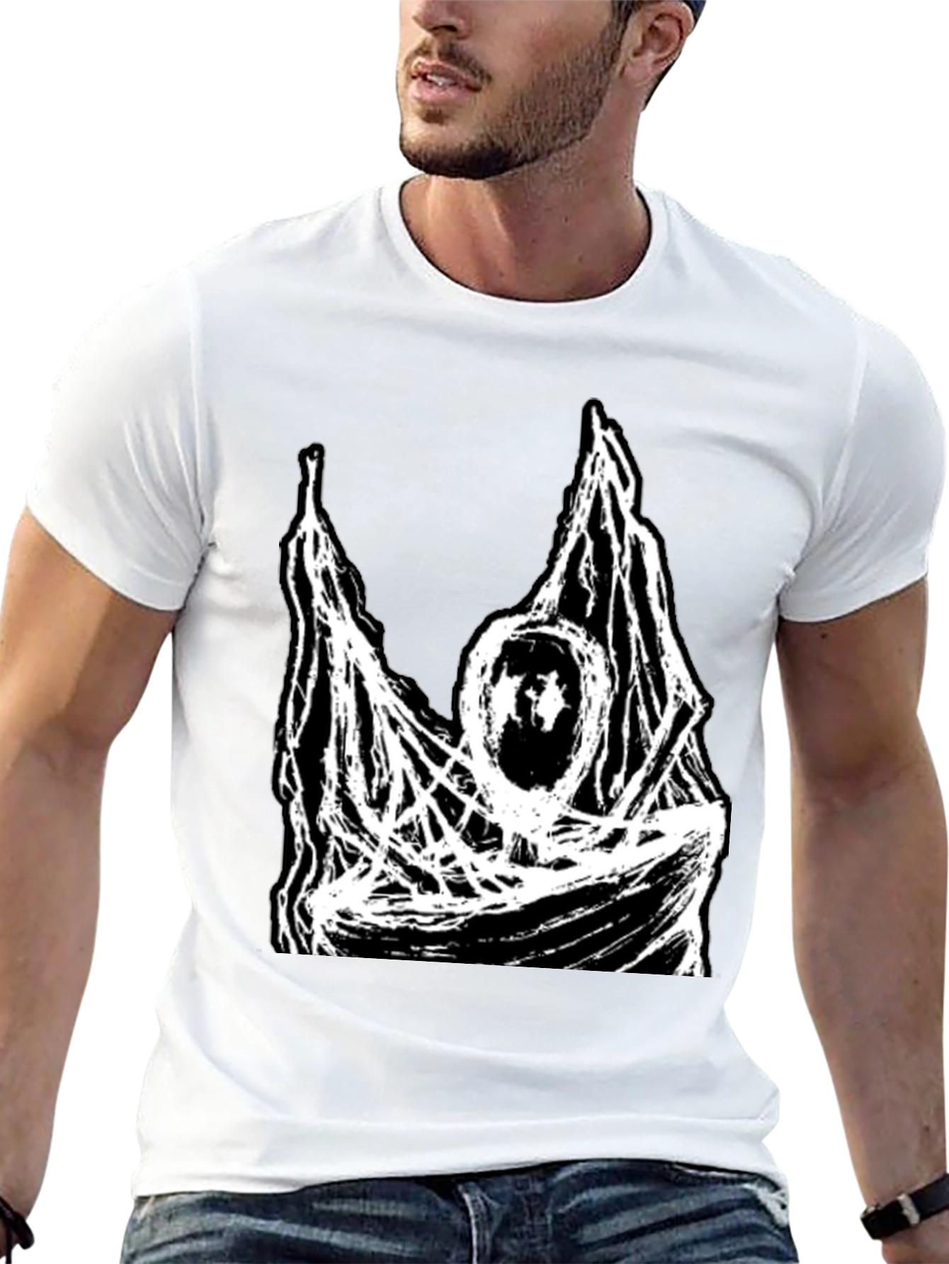 Abstract Graphic Print Black T-Shirt - 13