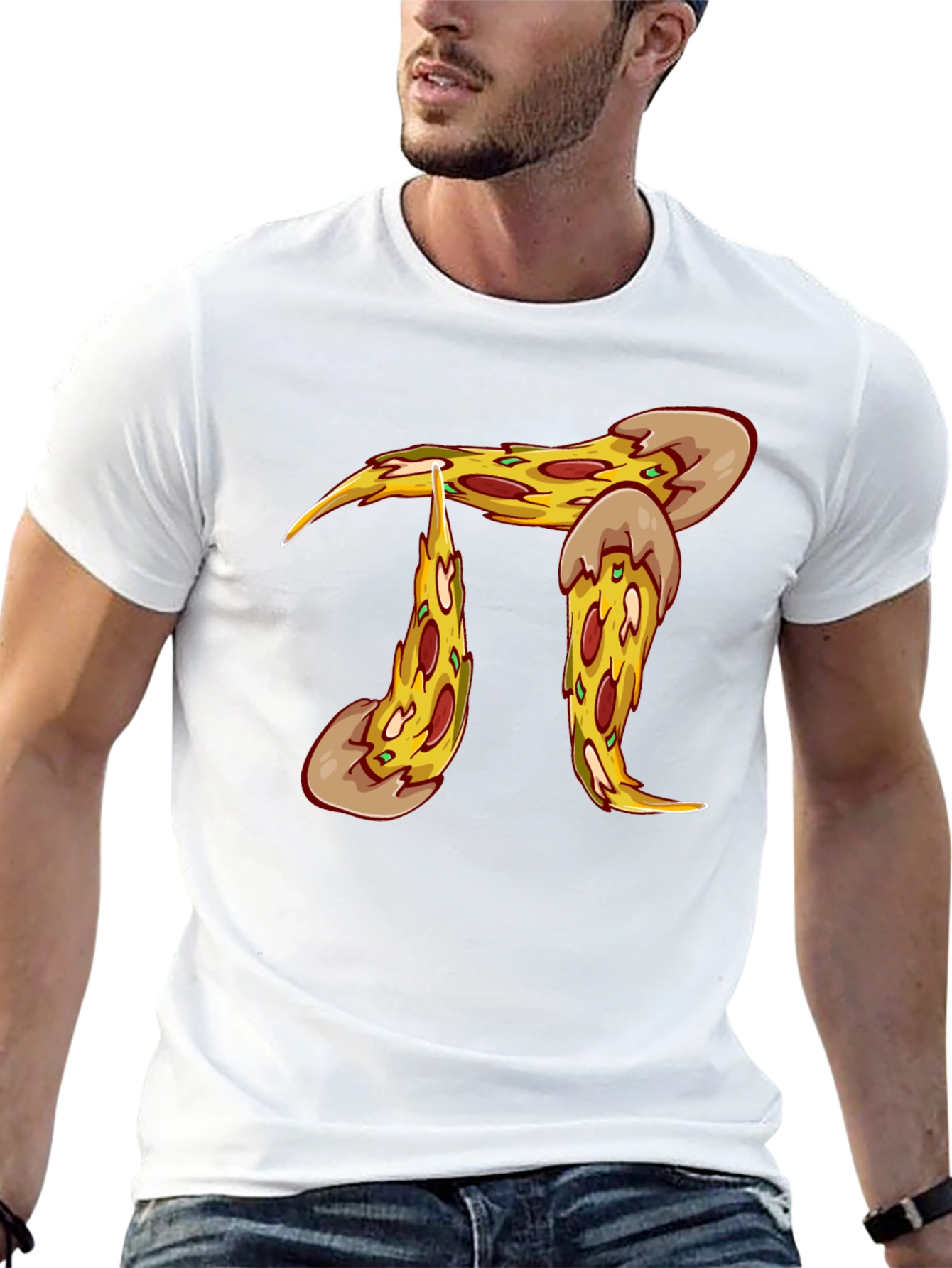 Black Pizza Pi Graphic T-Shirt - Black Cotton Blend view 13