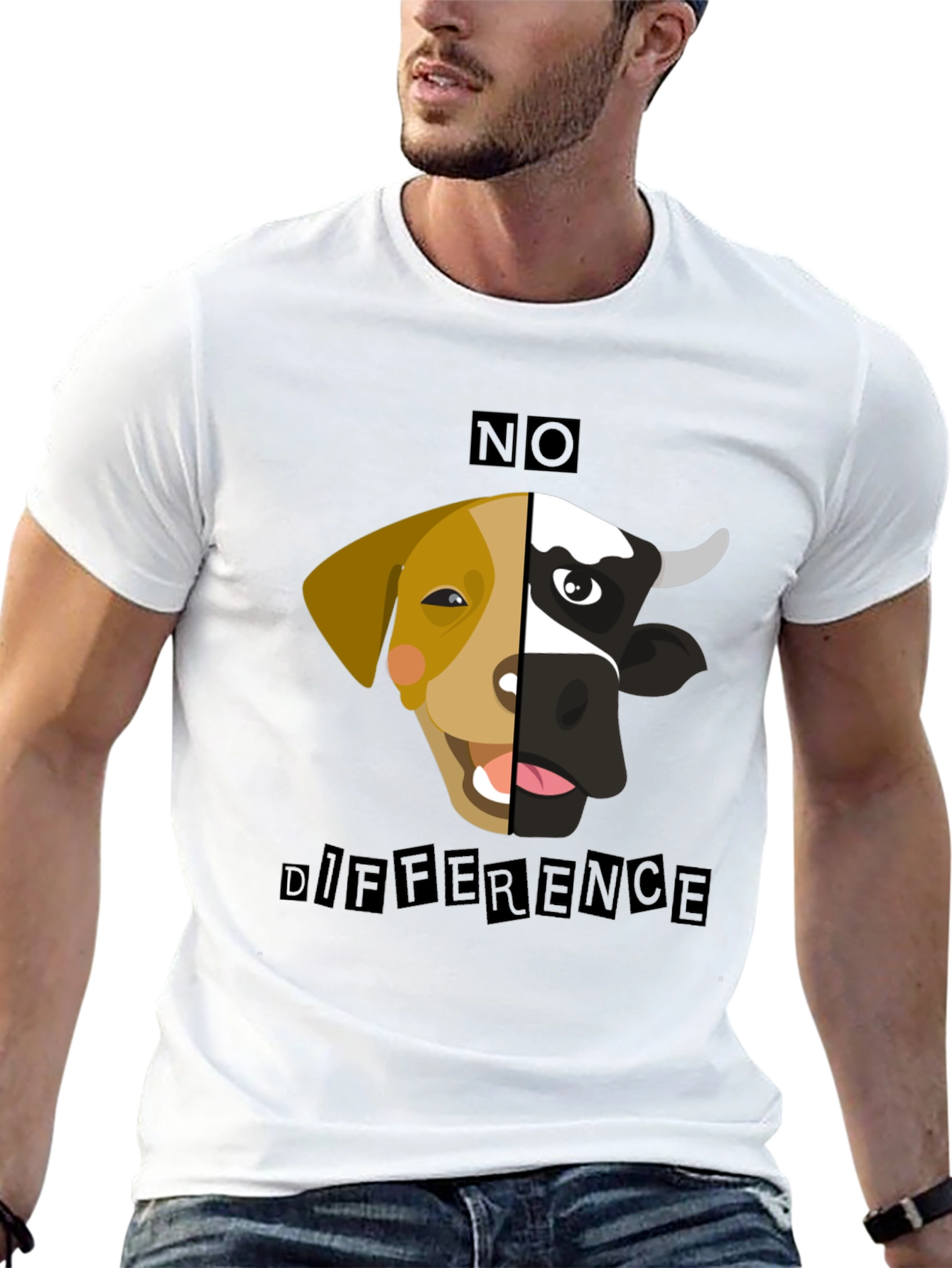 Black No Difference Tee: Vegan Animal Rights T-Shirt view 13