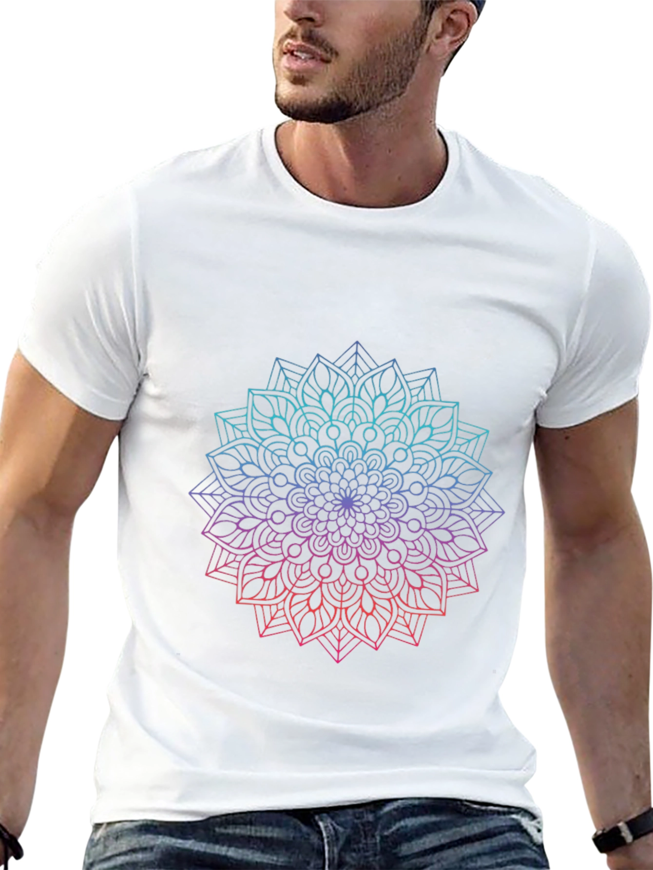 Black Mandala Gradient T-Shirt - Relaxed Fit view 13