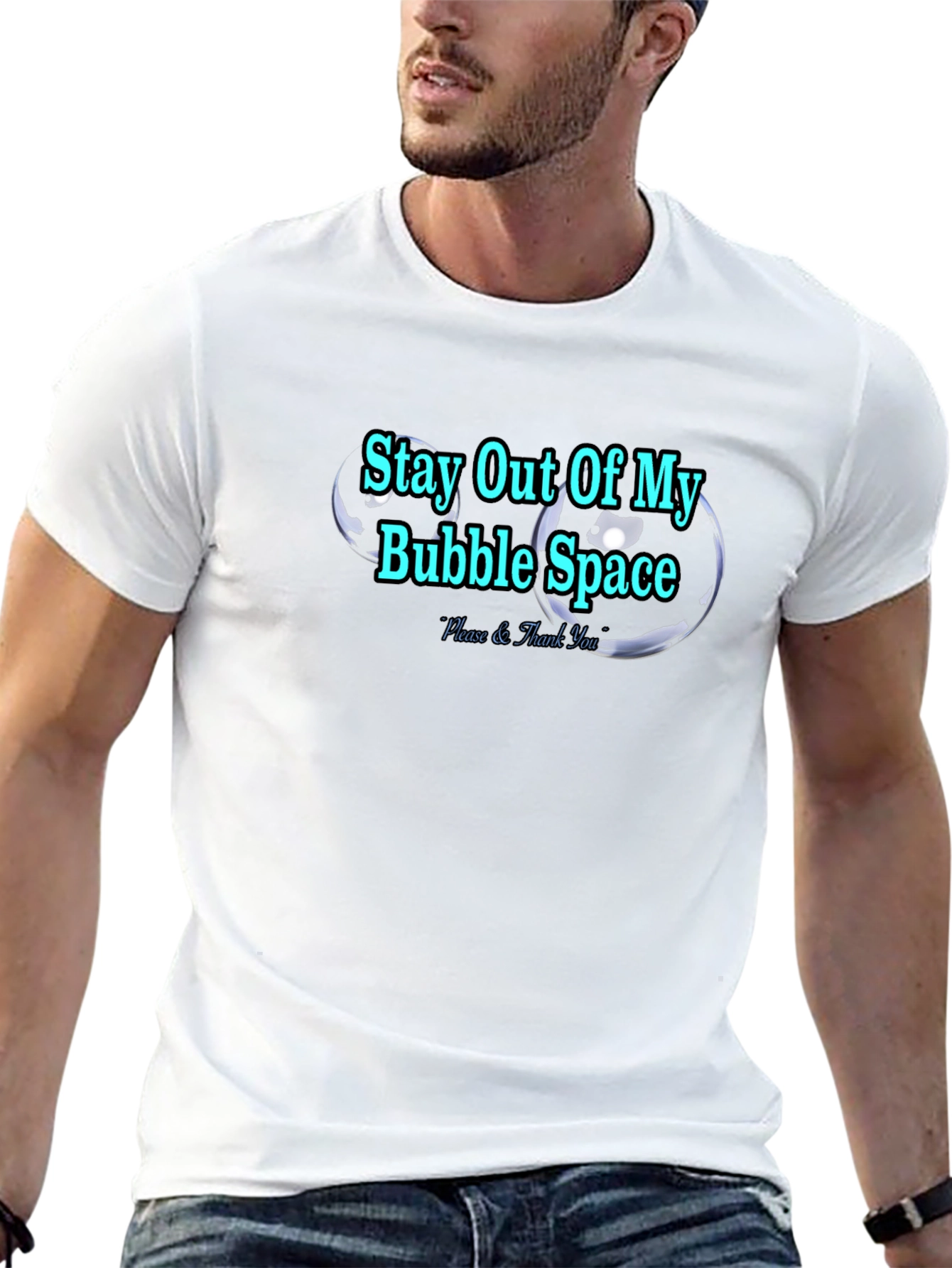 Black Stay Out of My Bubble Space Graphic Tee view 13