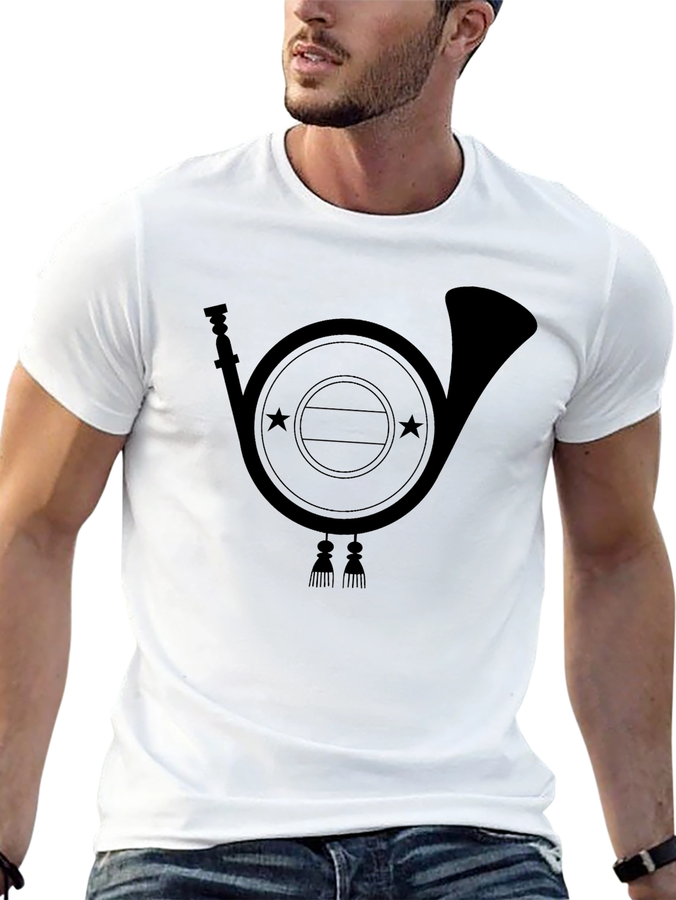 Black Hunting Horn Graphic T-Shirt - Black view 13