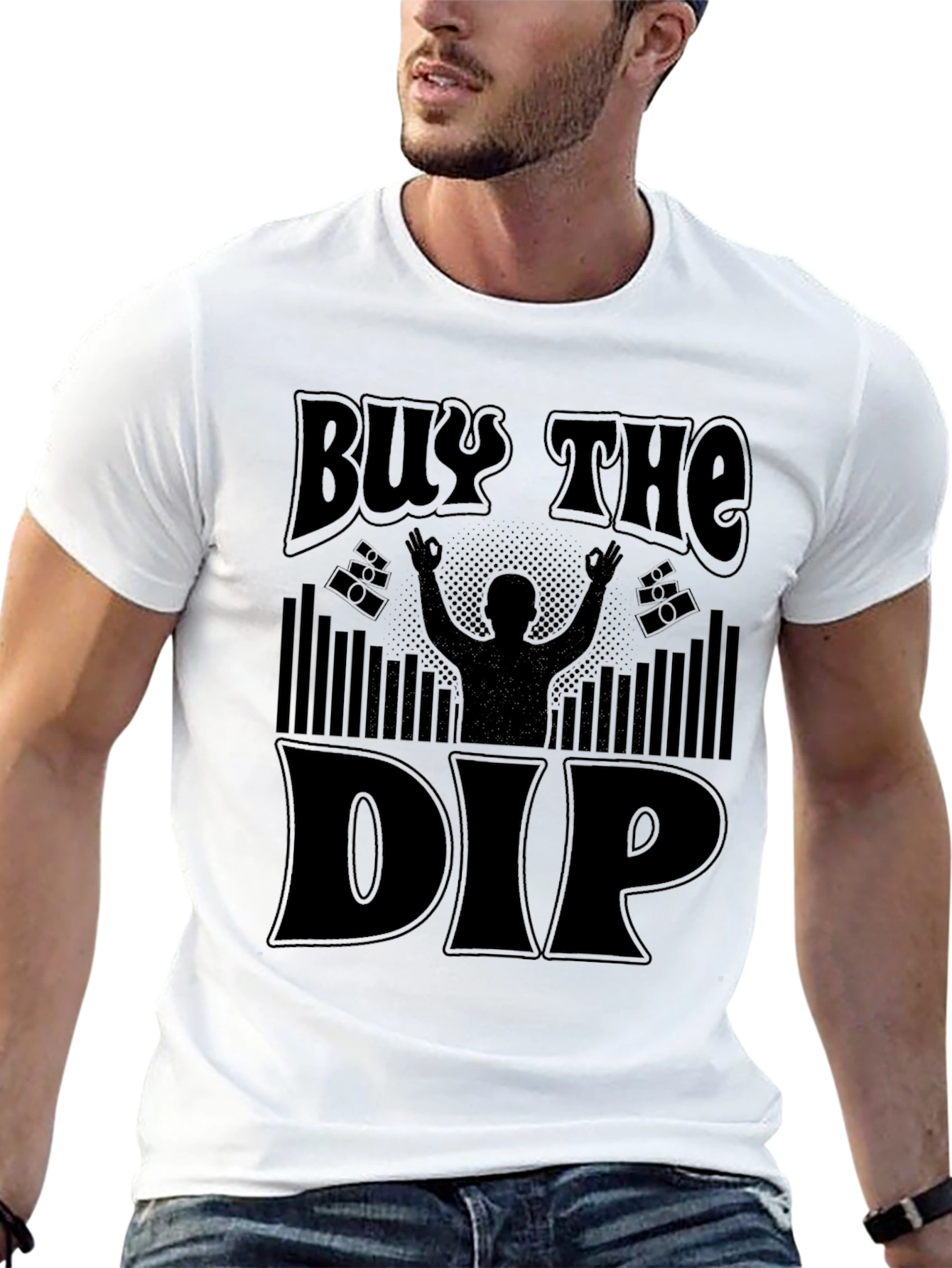 Black Buy The Dip Graphic T-Shirt - Stock Market Investor Tee view 13