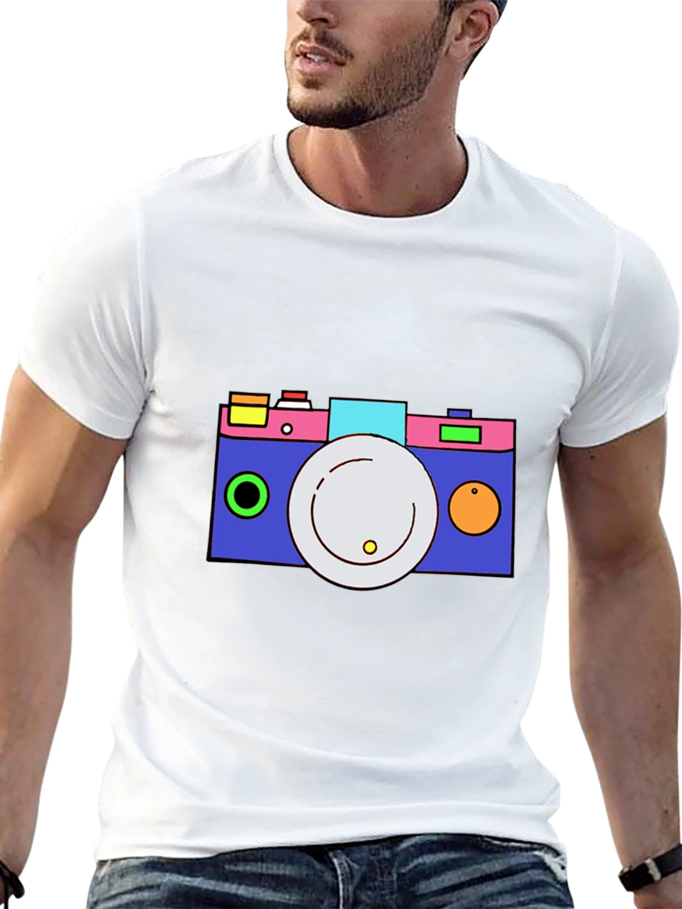 Black Funky Camera Graphic Tee - Cool and Casual view 13