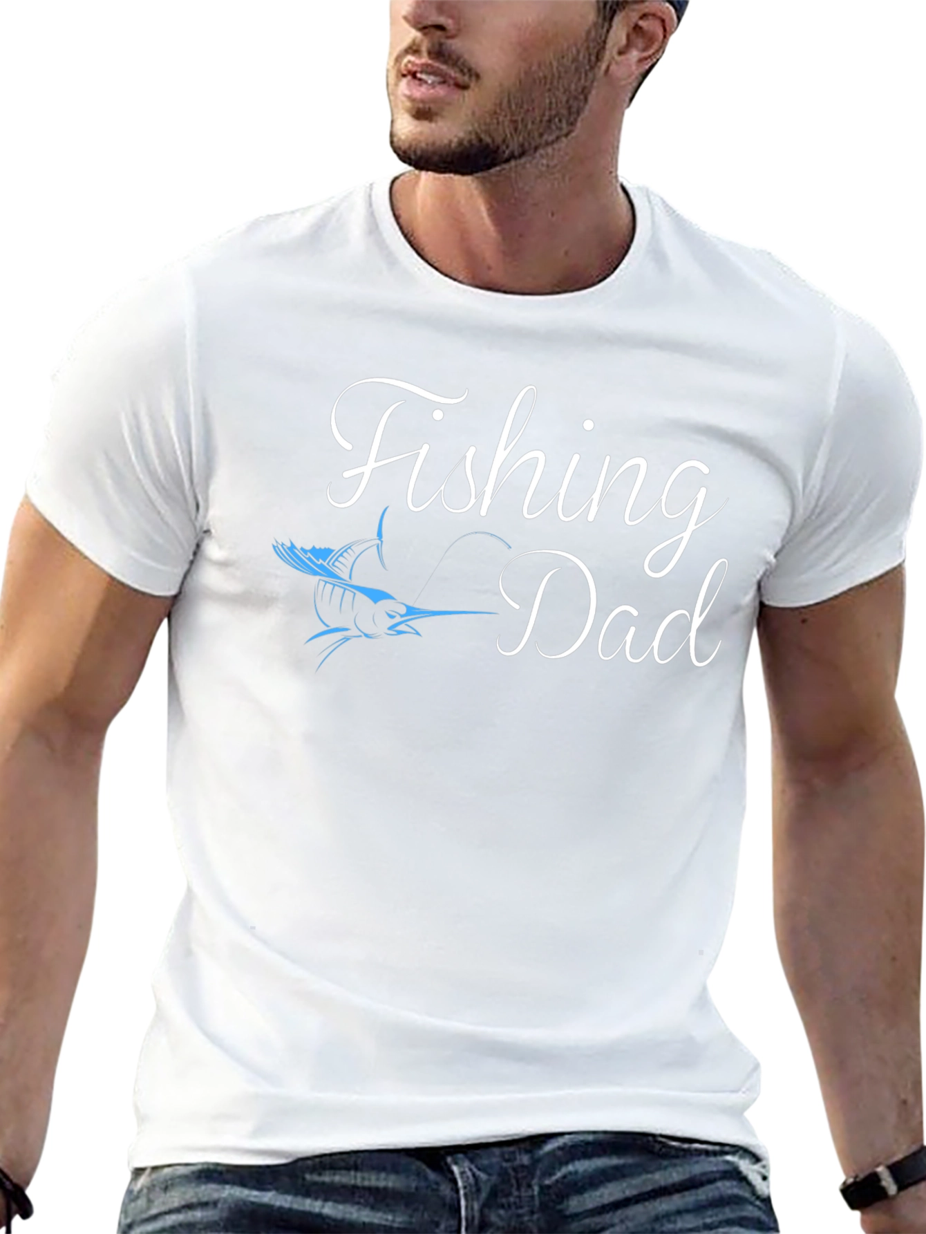 Black Fishing Dad T-Shirt - Black Tee with Fish Graphic view 13