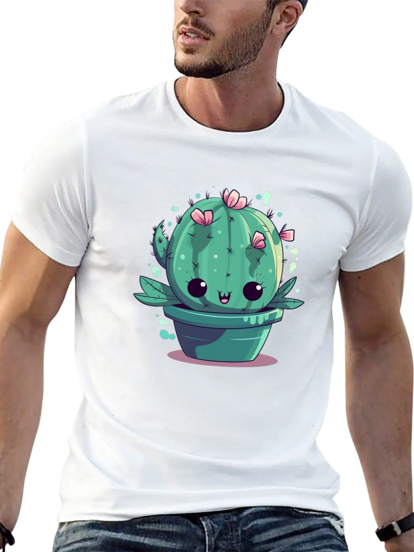 Black Kawaii Cactus Tee - Cute Plant Graphic T-Shirt view 13