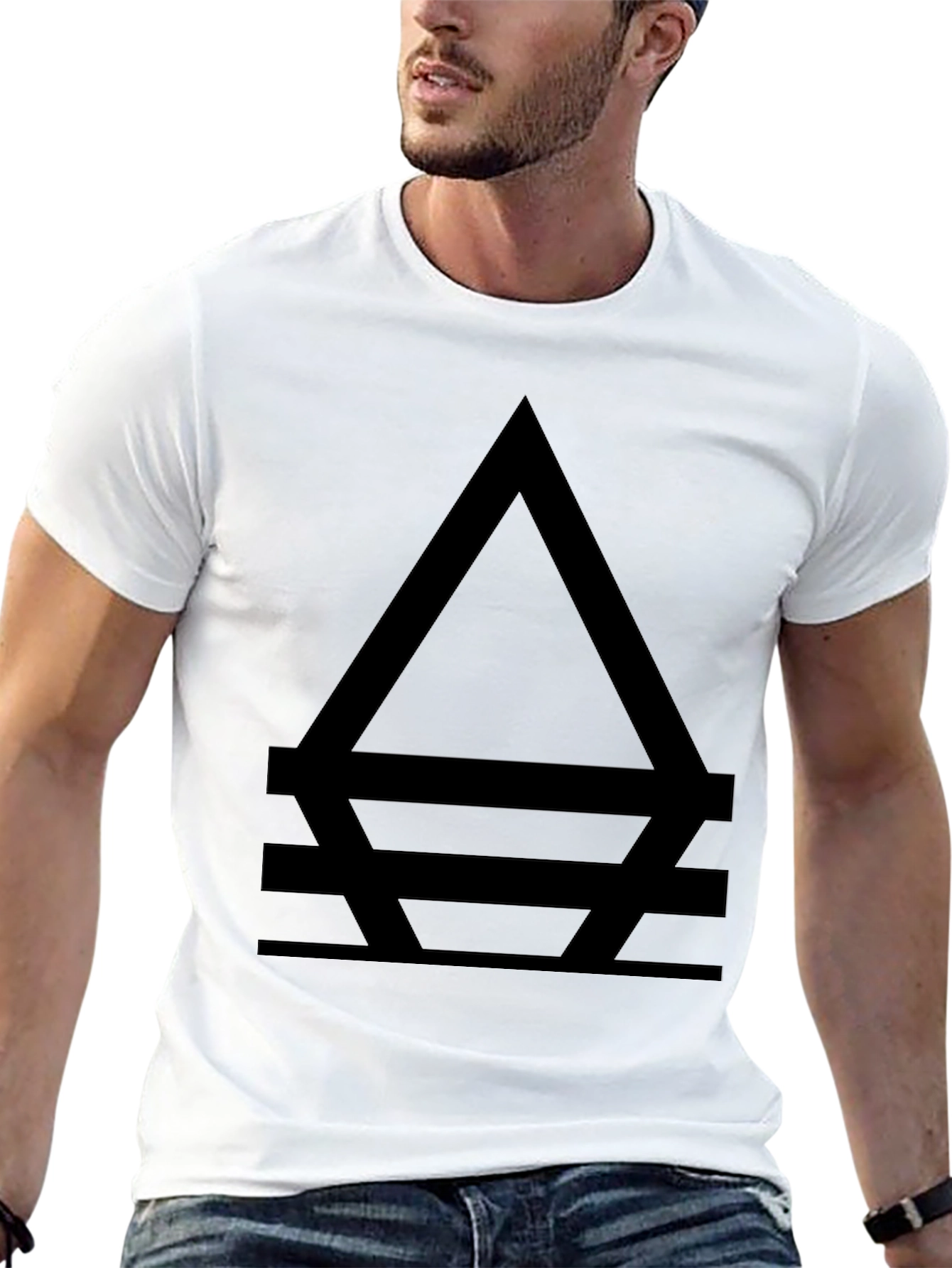Black Geometric Symbol Black T-Shirt view 13