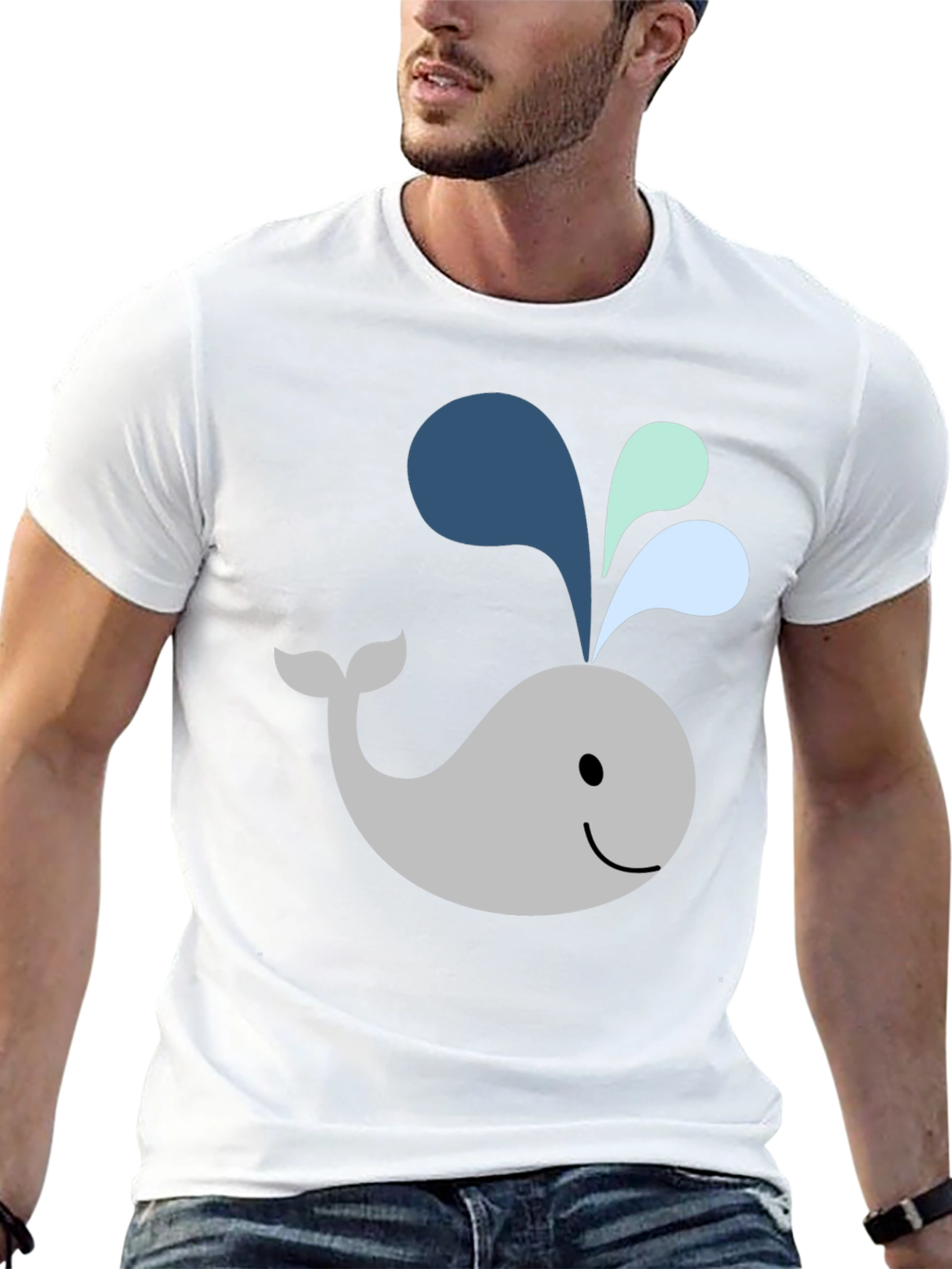 Black Cute Whale Graphic Black T-Shirt view 13