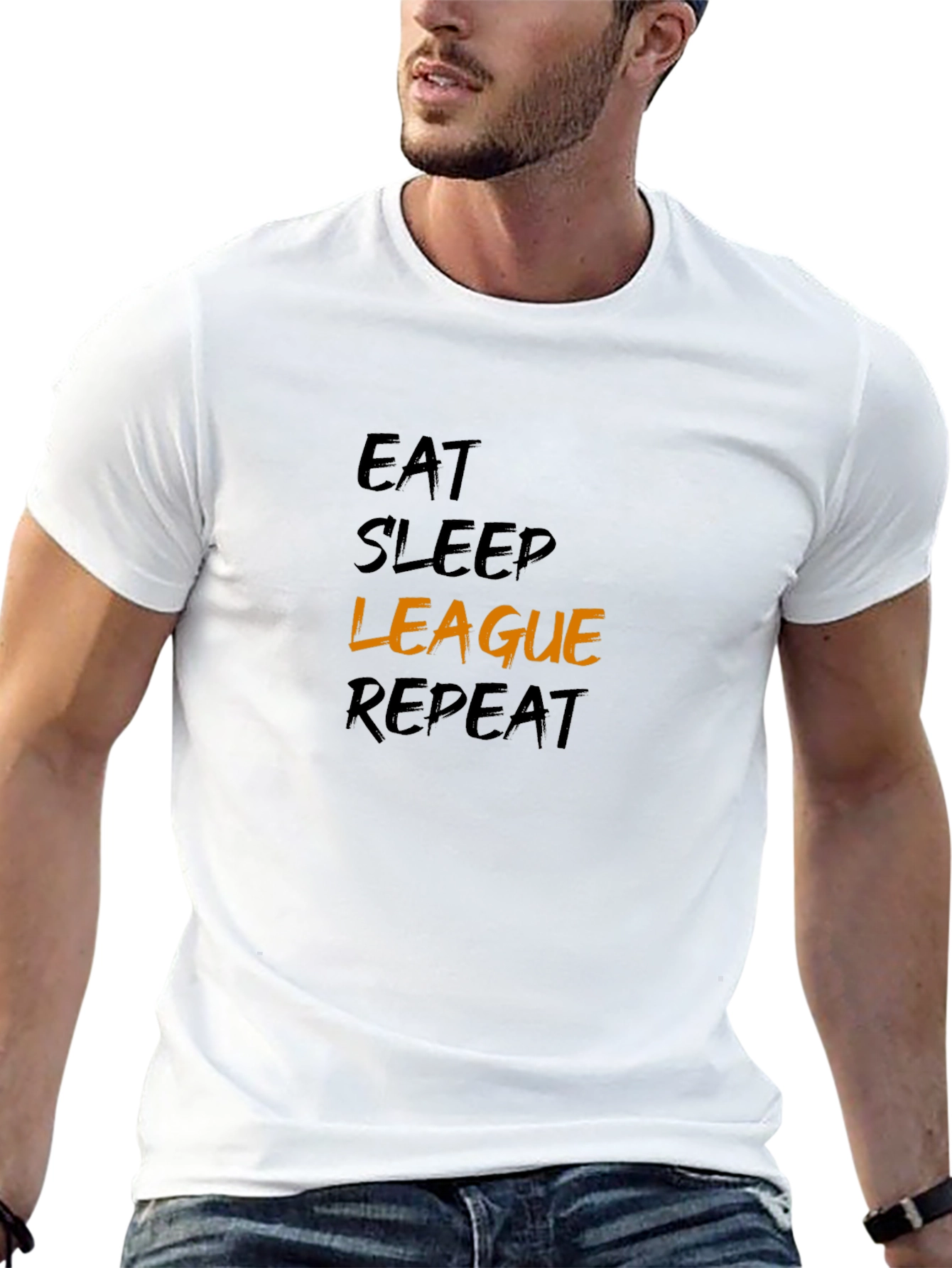 Black Eat Sleep League Repeat Black T-Shirt view 13