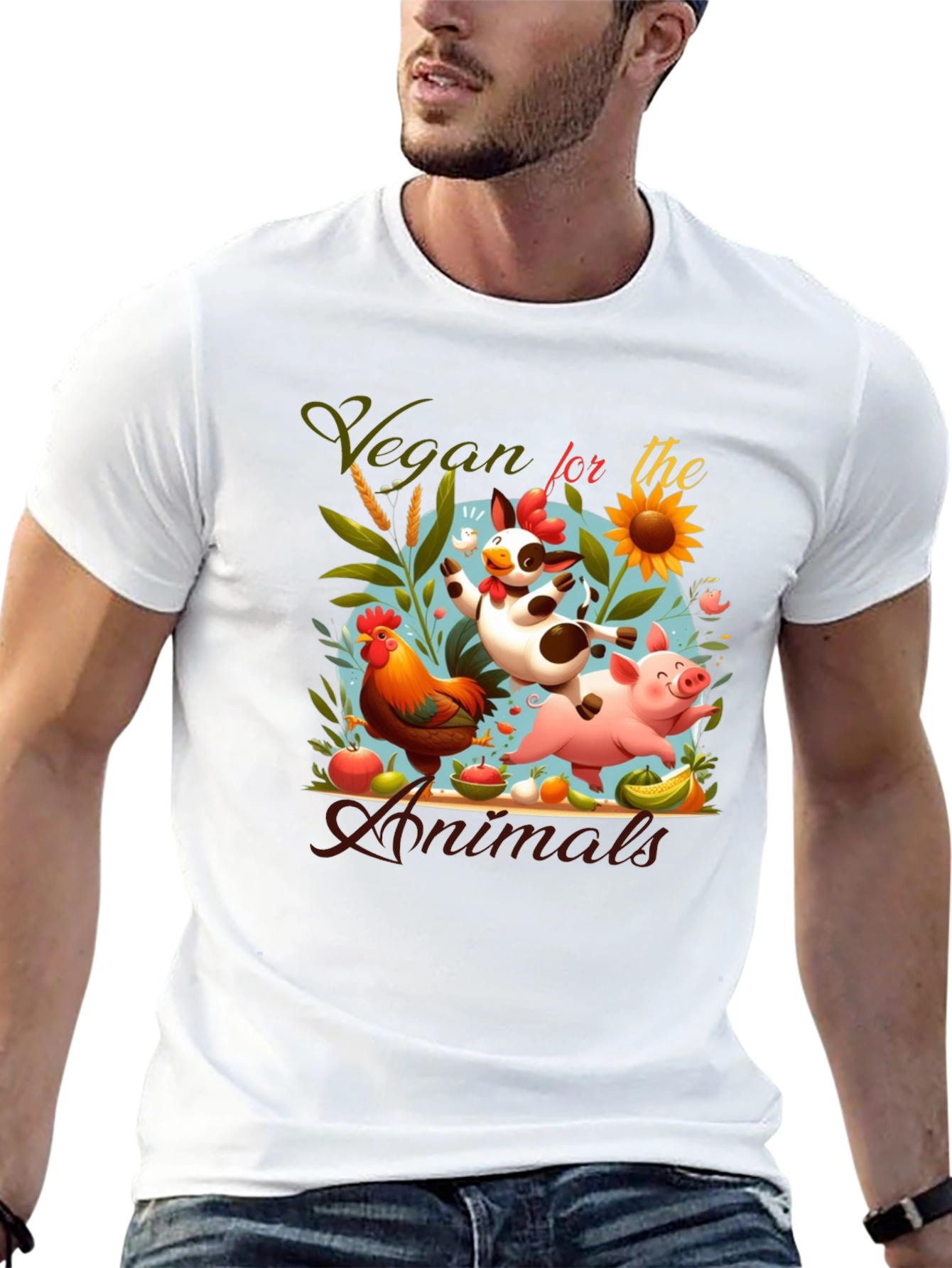 Black Vegan for the Animals Graphic Tee view 13