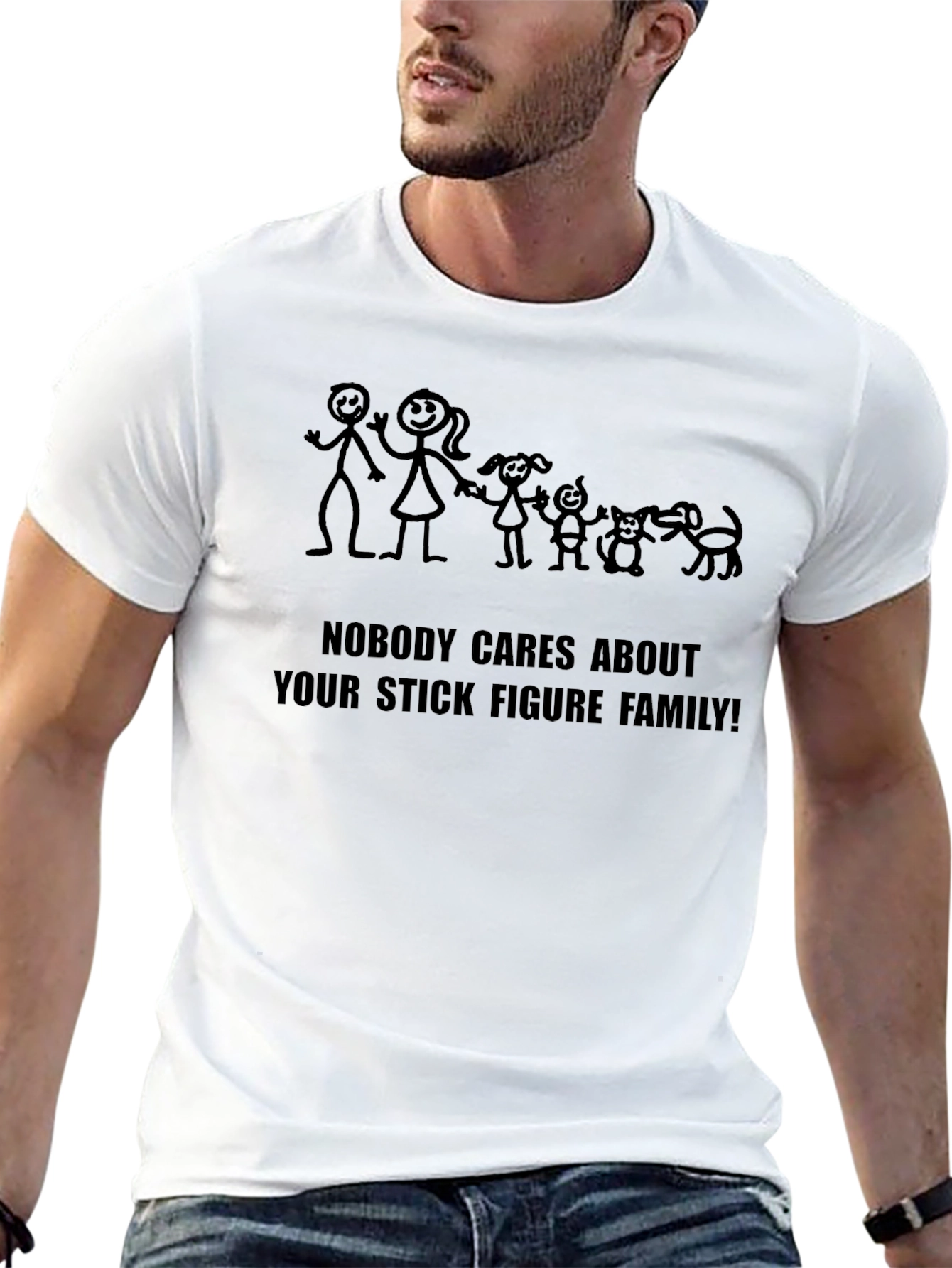 Black Funny Stick Figure Family T-Shirt view 13