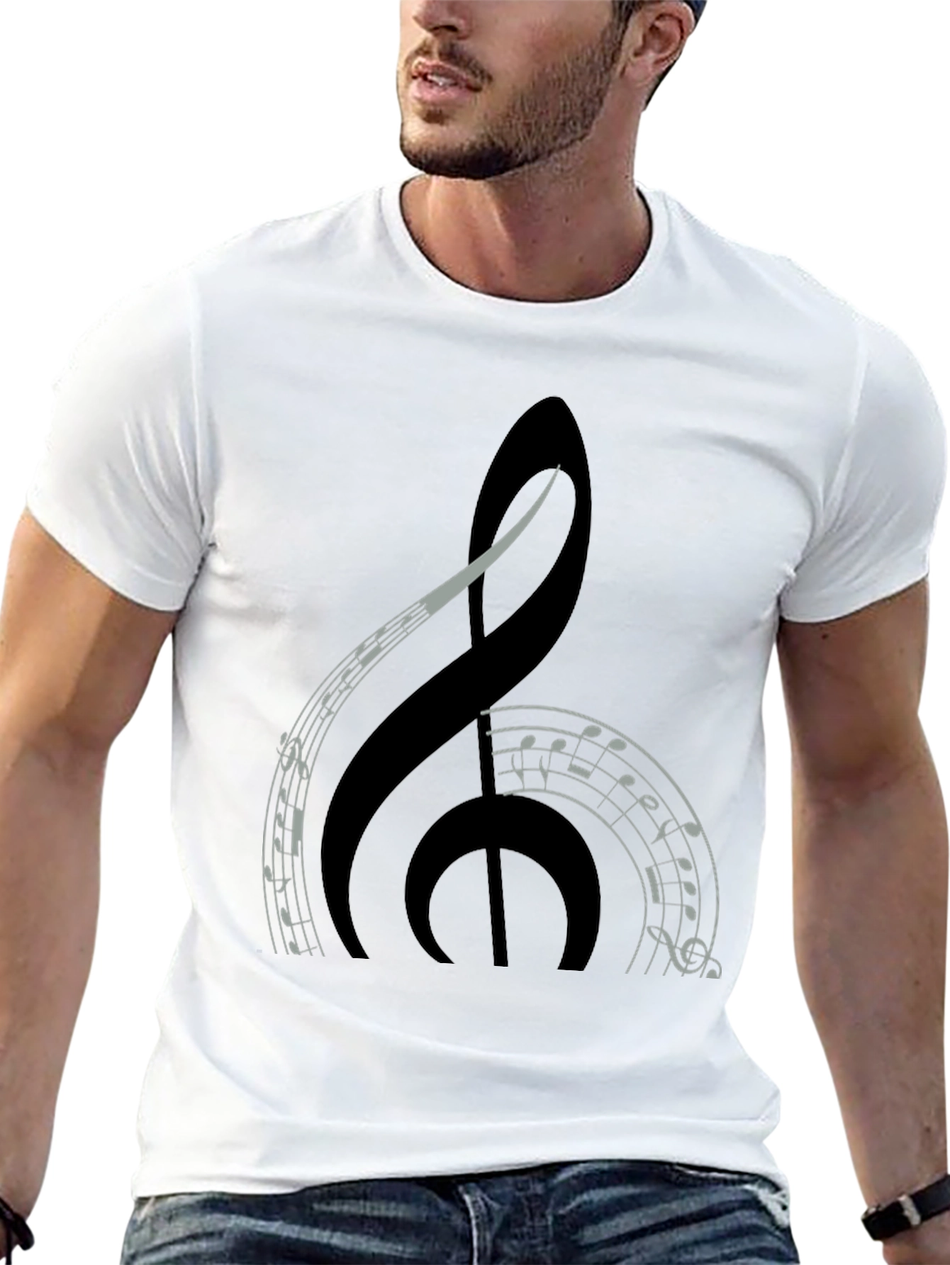 Black Music Treble Clef Graphic Tee - Black view 13