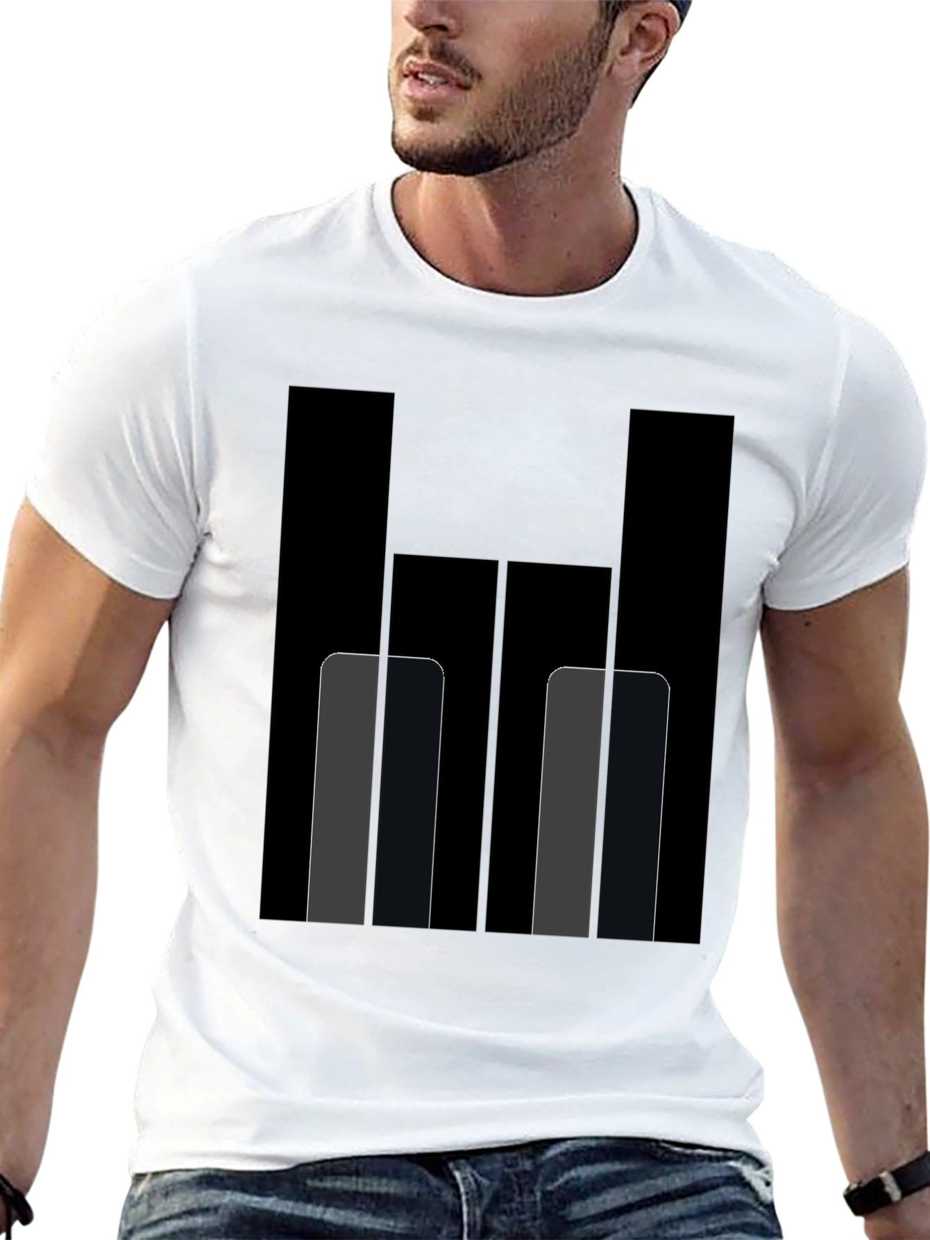 Black Modern Geometric Black Tee view 13