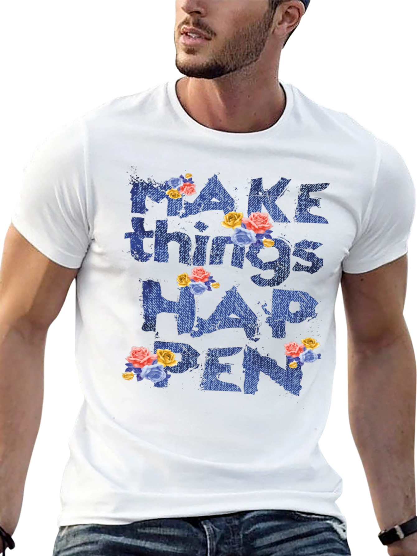 Black Floral 'Make Things Happen' Graphic Tee view 13