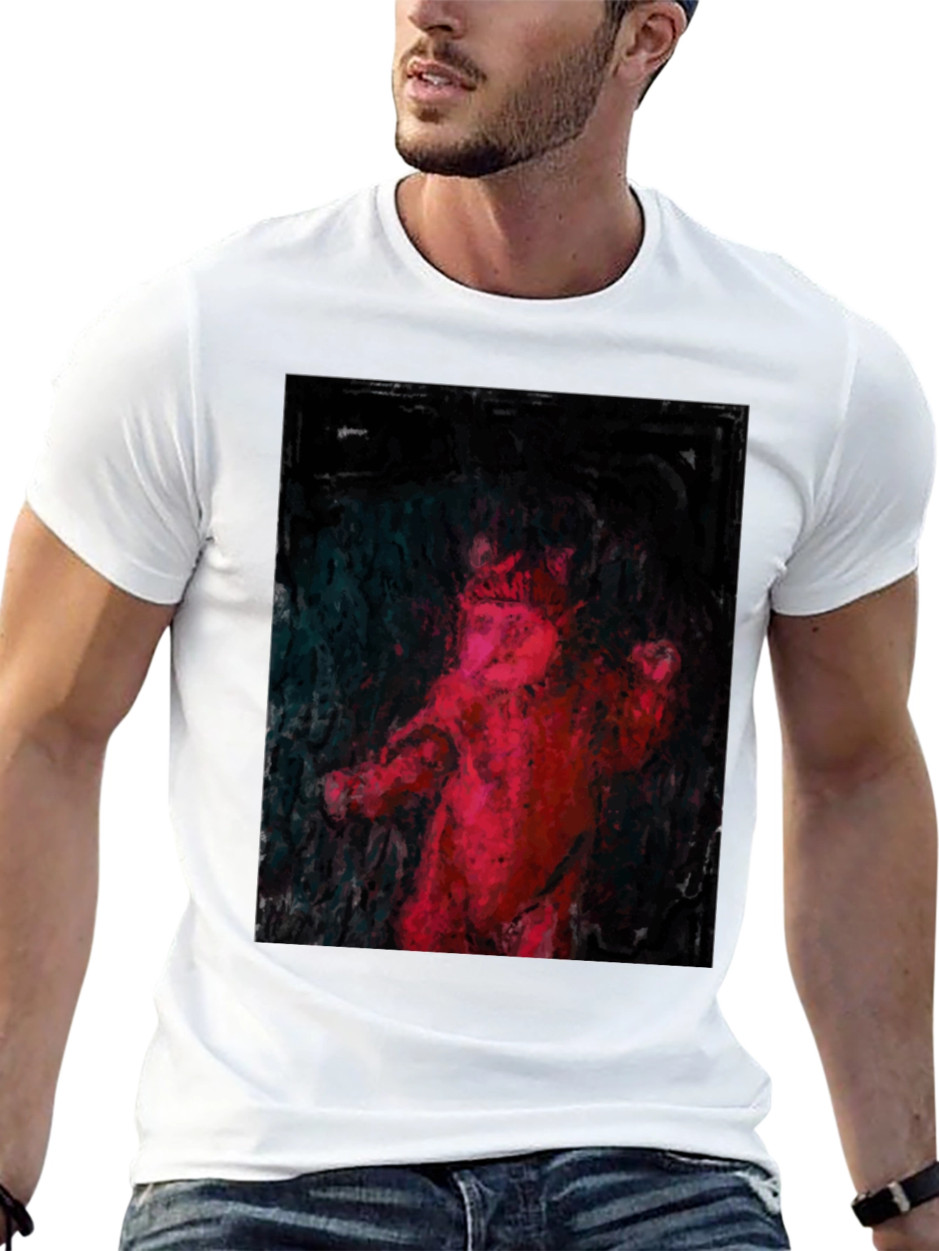 Black Abstract Red Figure Black T-Shirt view 13