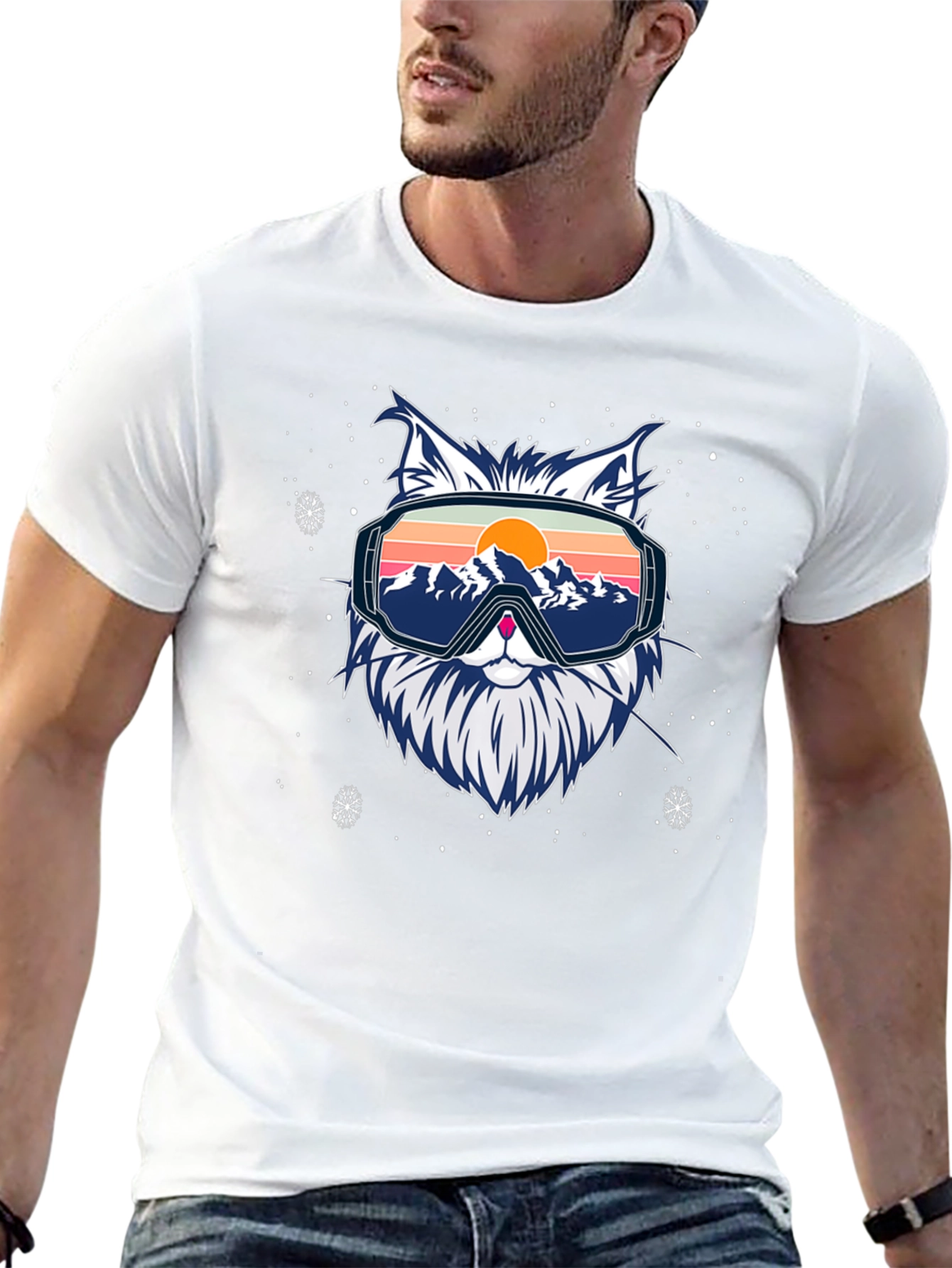 Black Cool Cat Ski Goggles Graphic Tee view 13