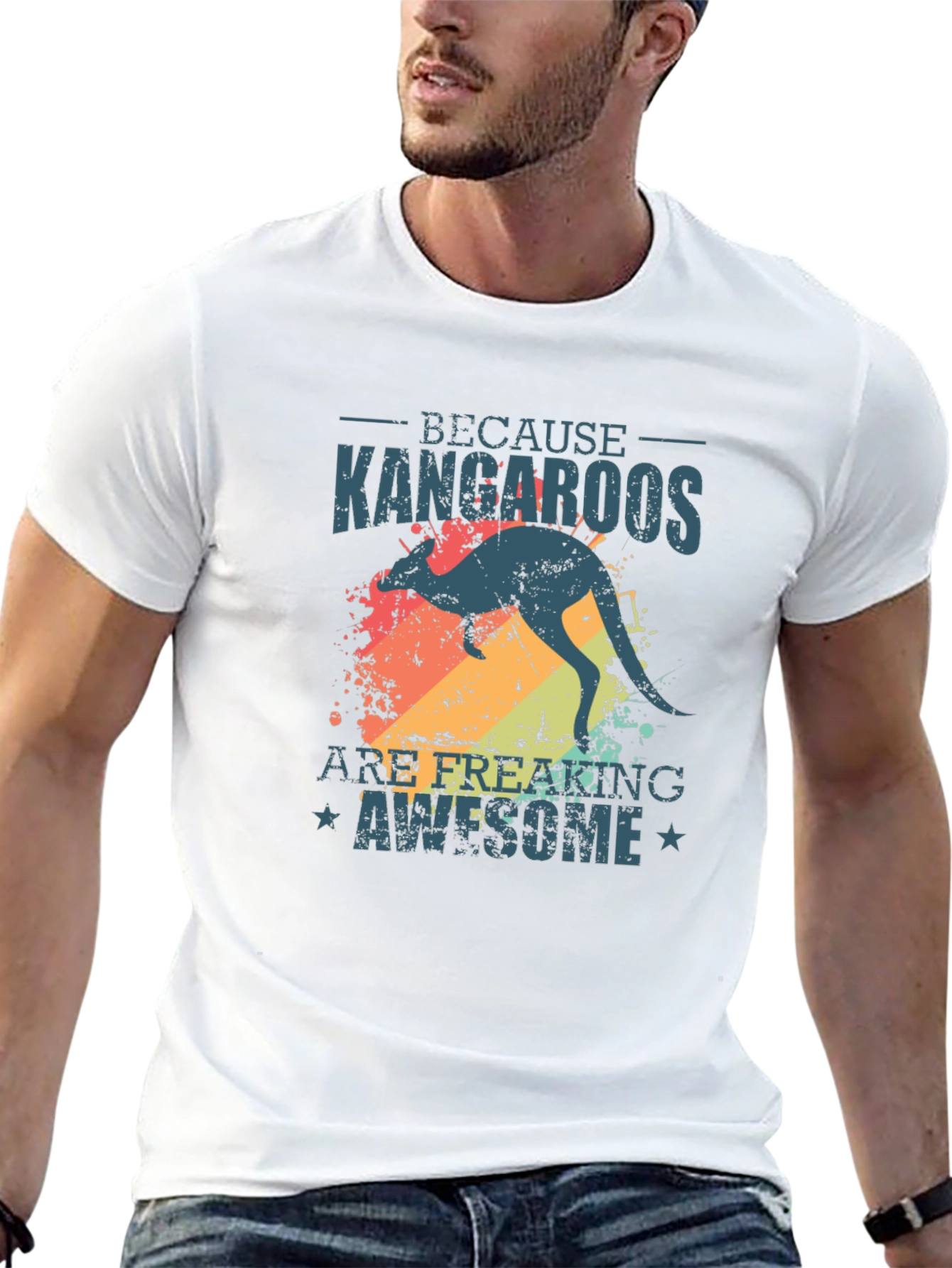 Black Kangaroo Graphic Tee - Because Kangaroos Are Awesome view 13