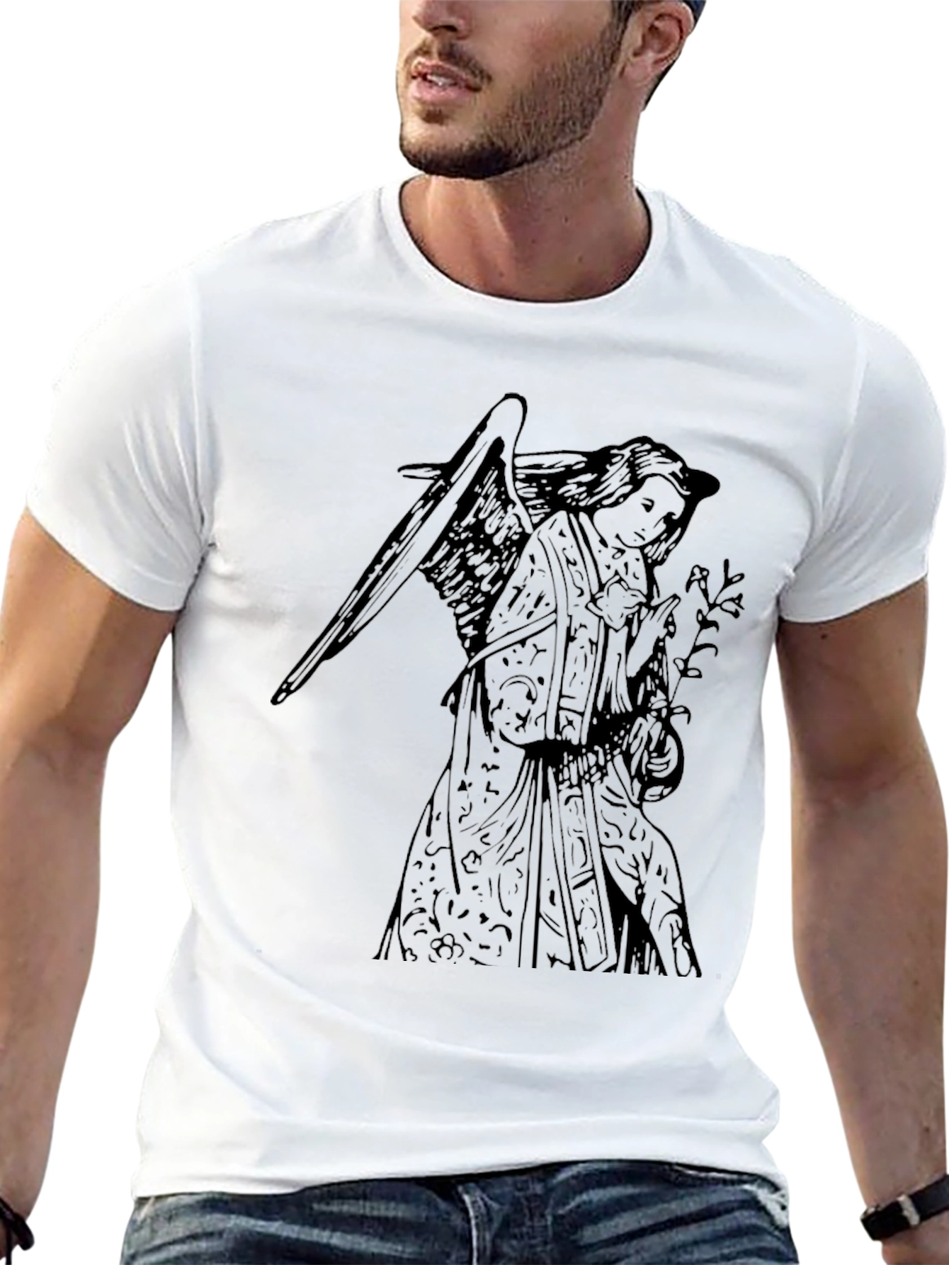 Black Angel Graphic T-Shirt - Classic Black Cotton Tee view 13