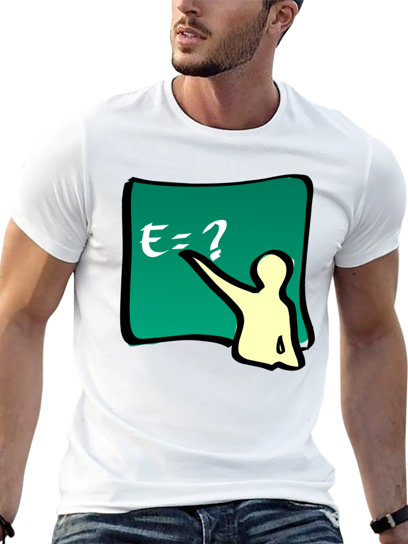 Black Funny E=? Equation T-Shirt - Smart Casual Wear view 13