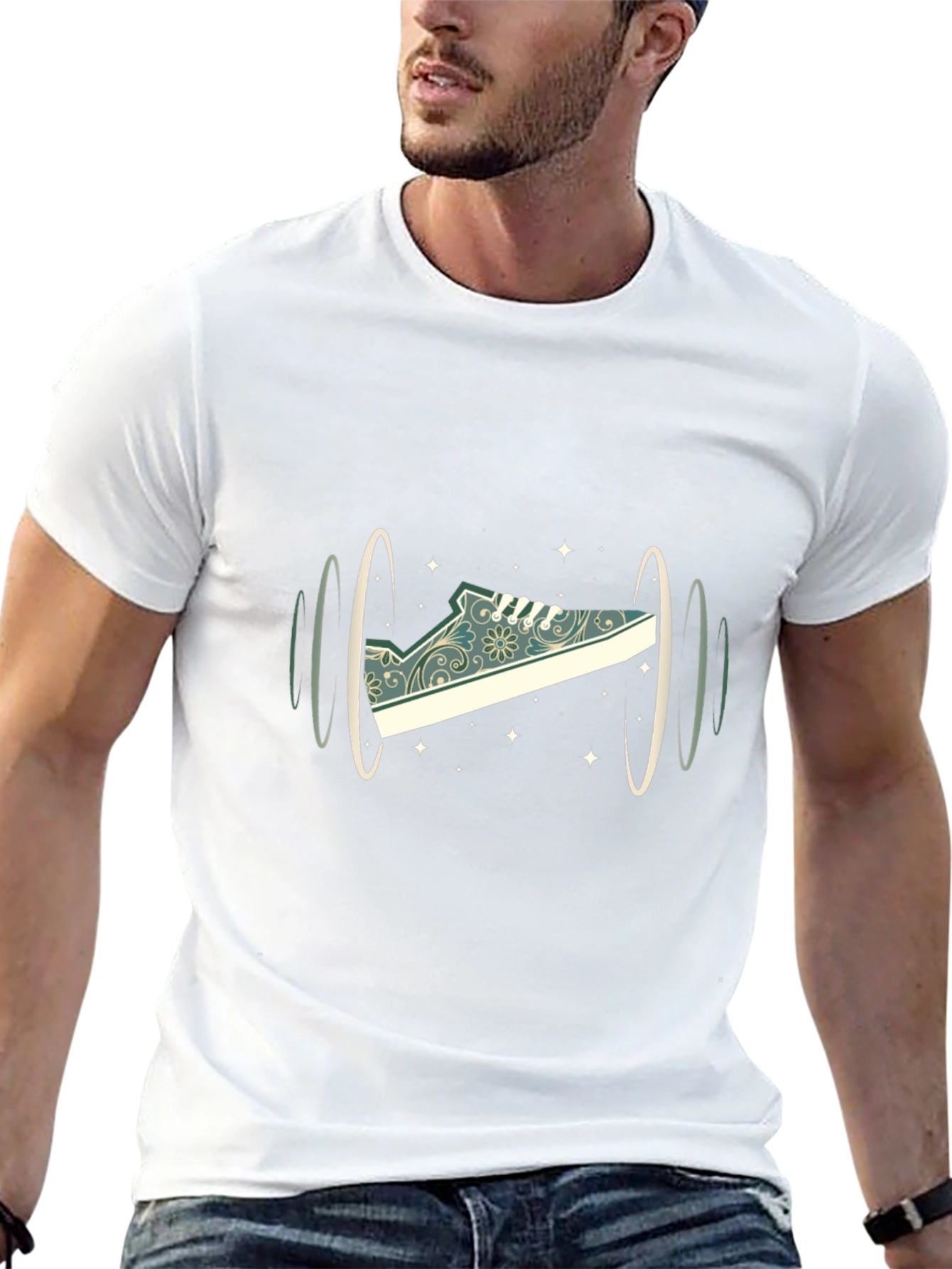 Black Sneaker Portal Graphic T-Shirt - Cool Black Tee view 13