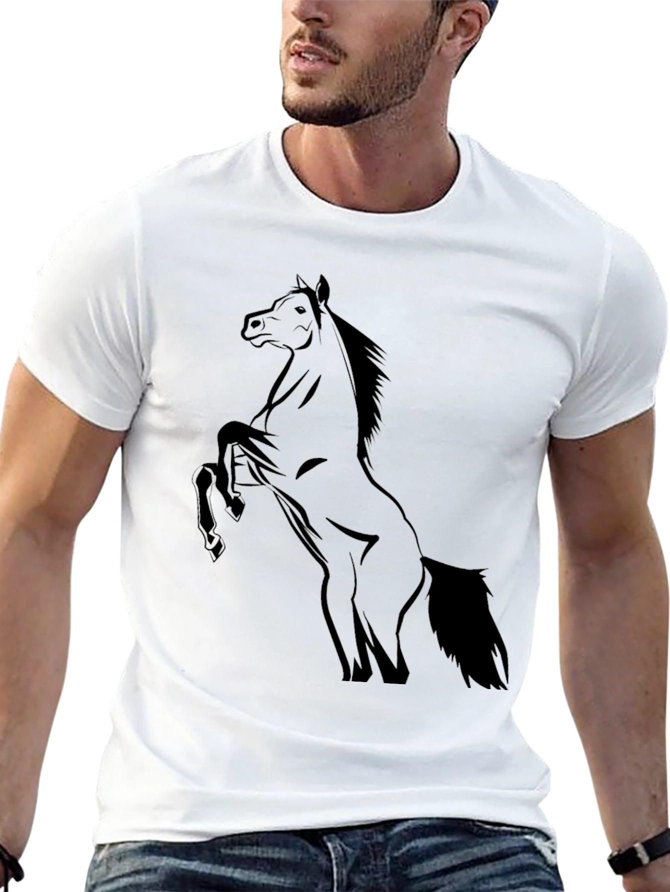 Black Black Horse Graphic Tee - Stylish Men's T-Shirt view 13